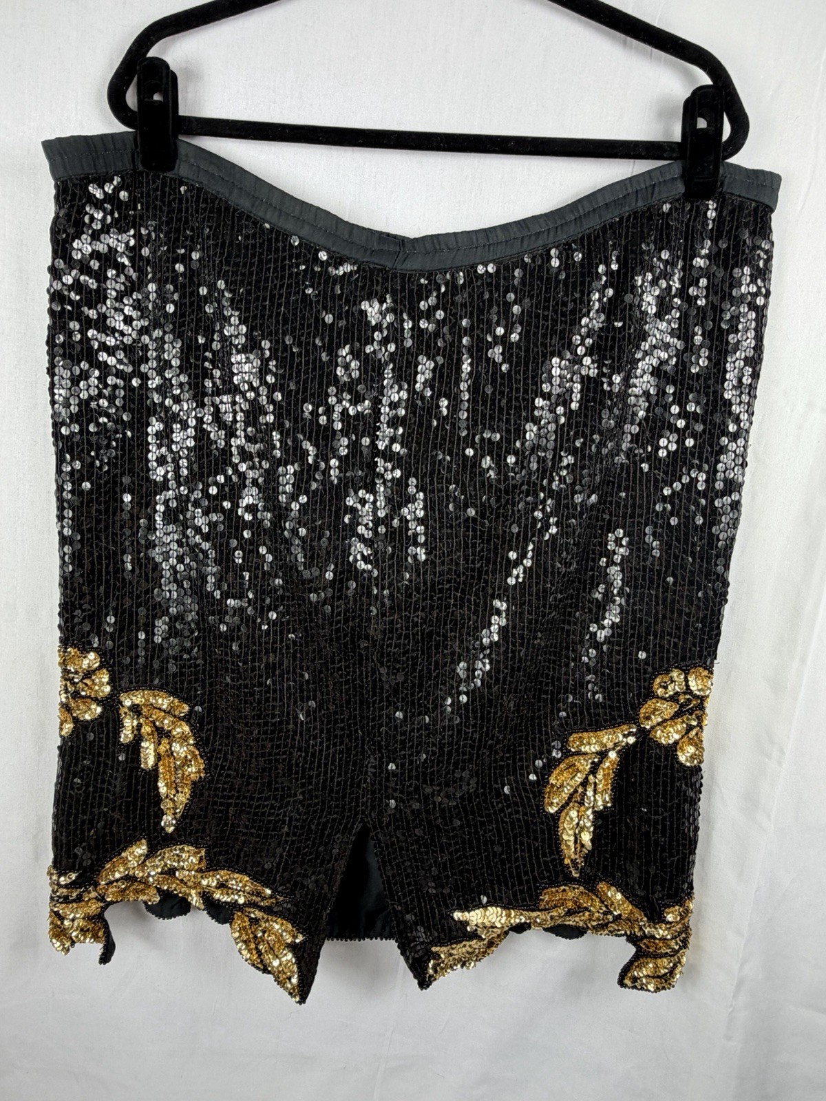 Jewel Queen Silk Large Black and Gold Sequin 80s Glam Art Deco Revival Aesthetic