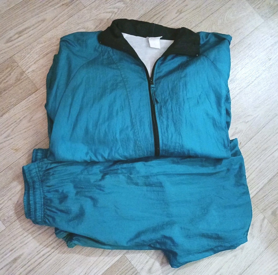 Women’s Vintage Tracksuit Jogging Suit 2 Pc Blue Green / Basic Editions / EXLG