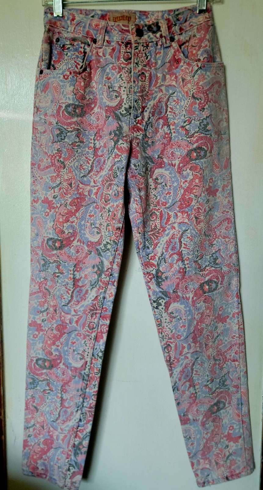 Vtg Early 90s Rare Corniche Floral Pastel Print High Waisted Jeans Size 9/10