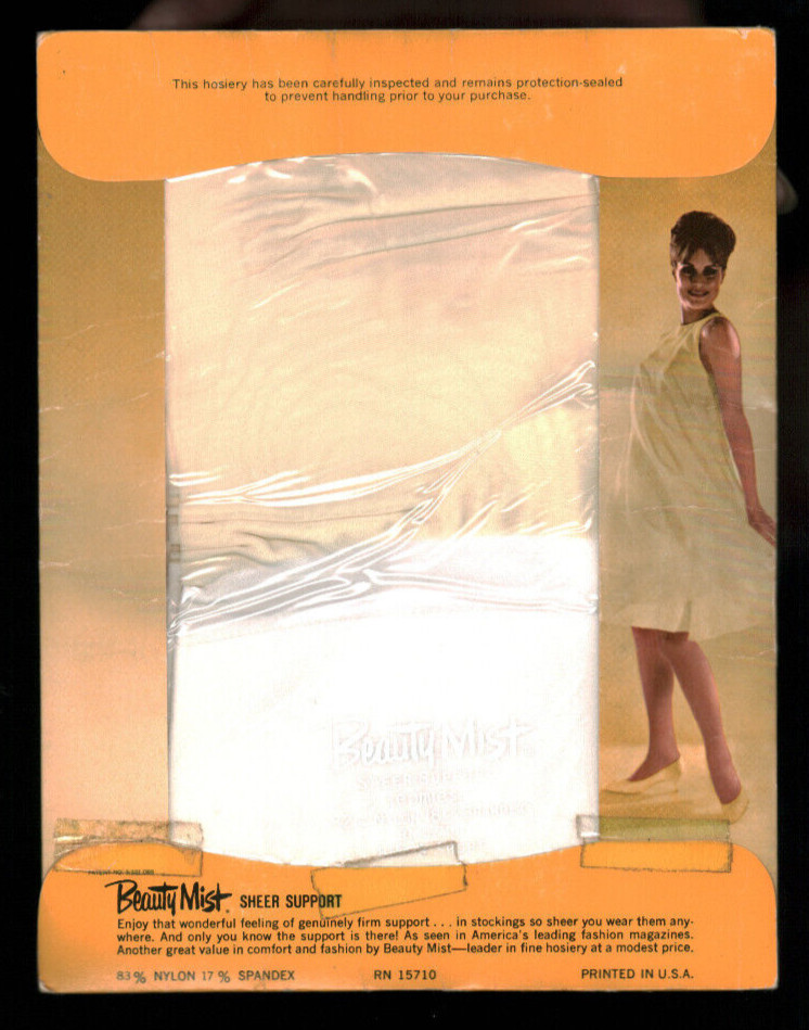 Beauty Mist Sheer Support Stockings 8 1/2 – 9 Short White Dark Cream Vtg 1960s