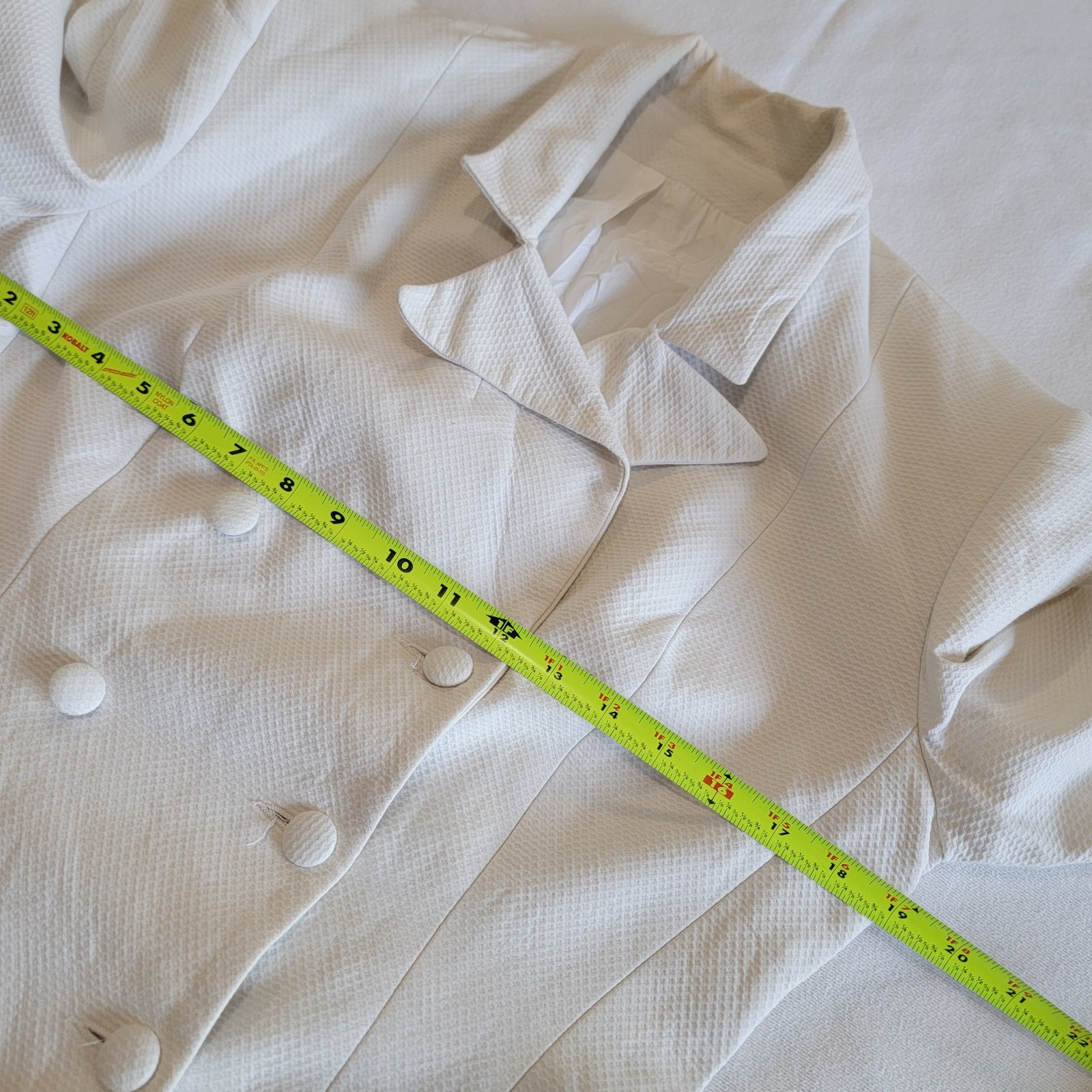 Vintage 80s Ivory White Career Blazer Jacket Double Breasted Women Size S