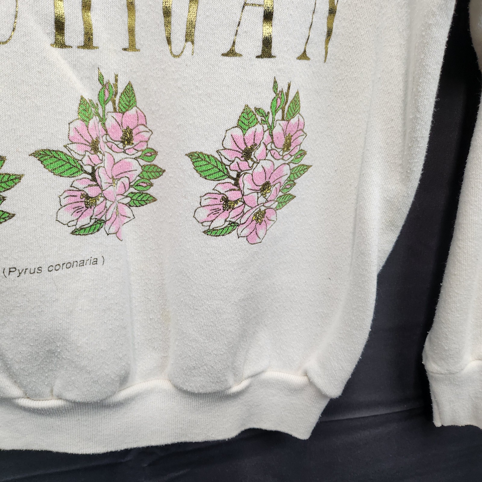 VTG Michigan Apple Blossom Flower Floral State Travel Tultex Crewneck Sweatshirt