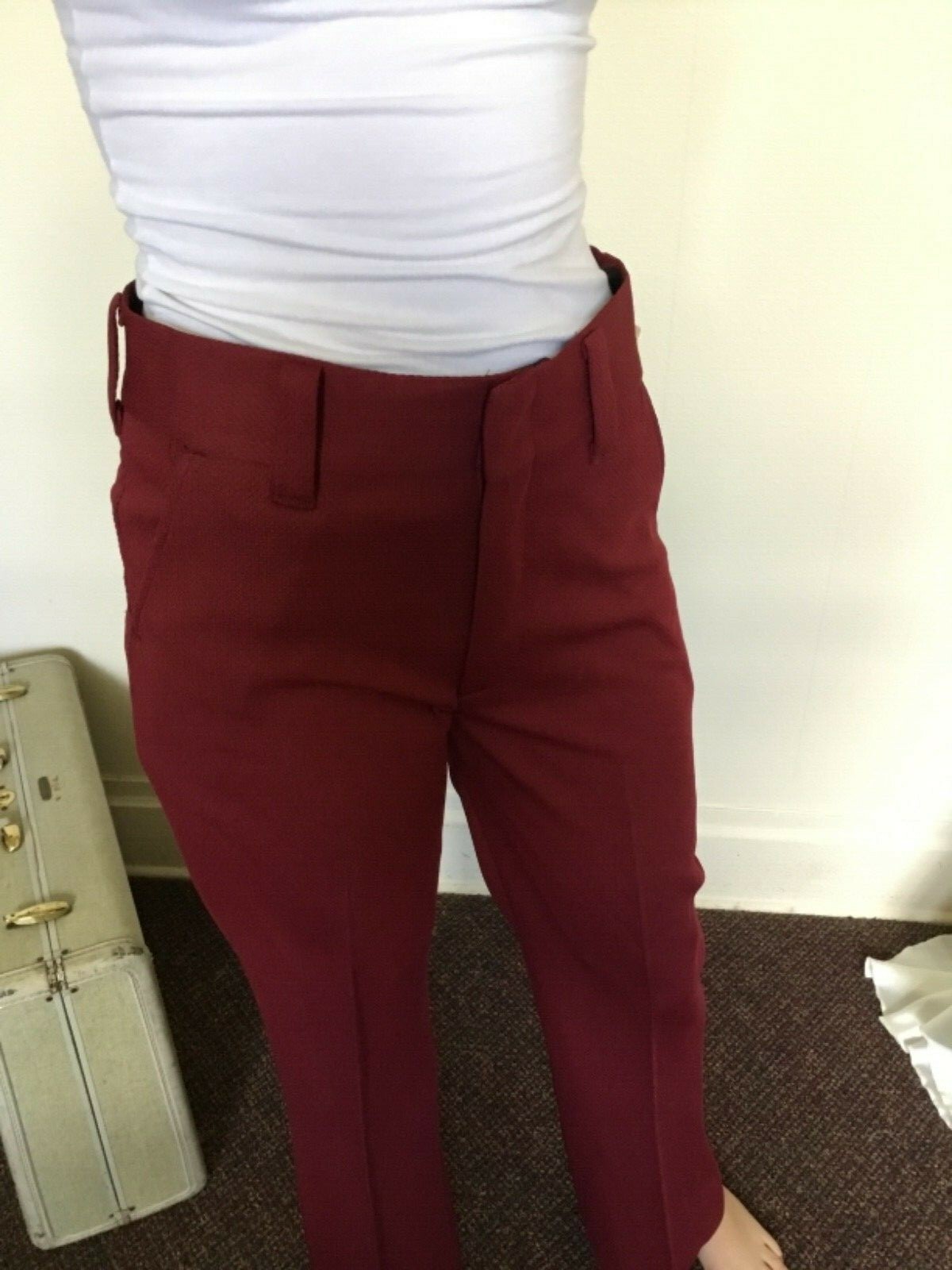 70’s Vintage Maroon Hippie Wide Leg Bell Bottom Pants „NWT”