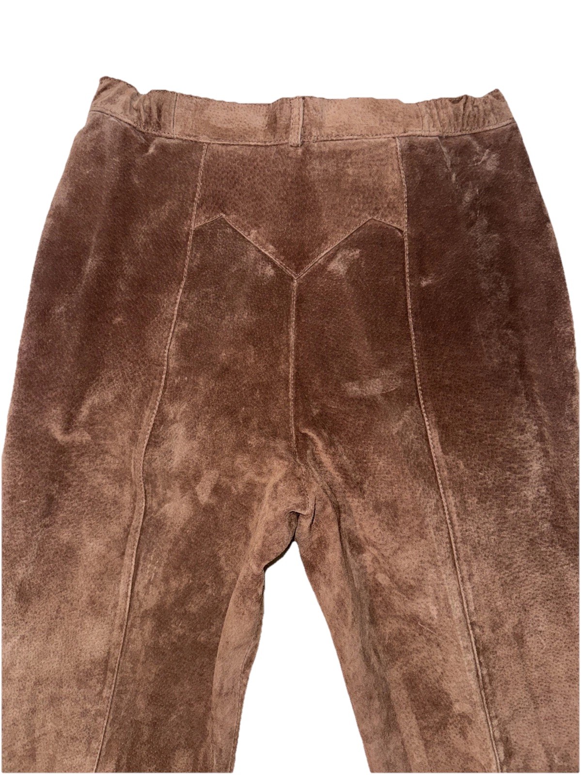 VTG Suede Leather Pants Women’s Brown High Rise Straight Leg Rodeo Sz M 10 *READ