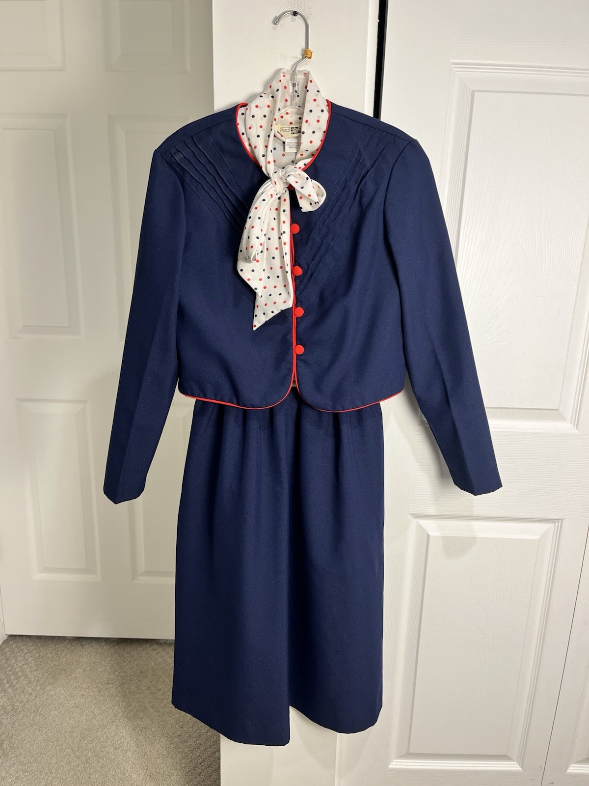 ❤️Vintage Sears Fashion Place- Skirt Blazer shirt Set-Nautical-Patriotic-Career