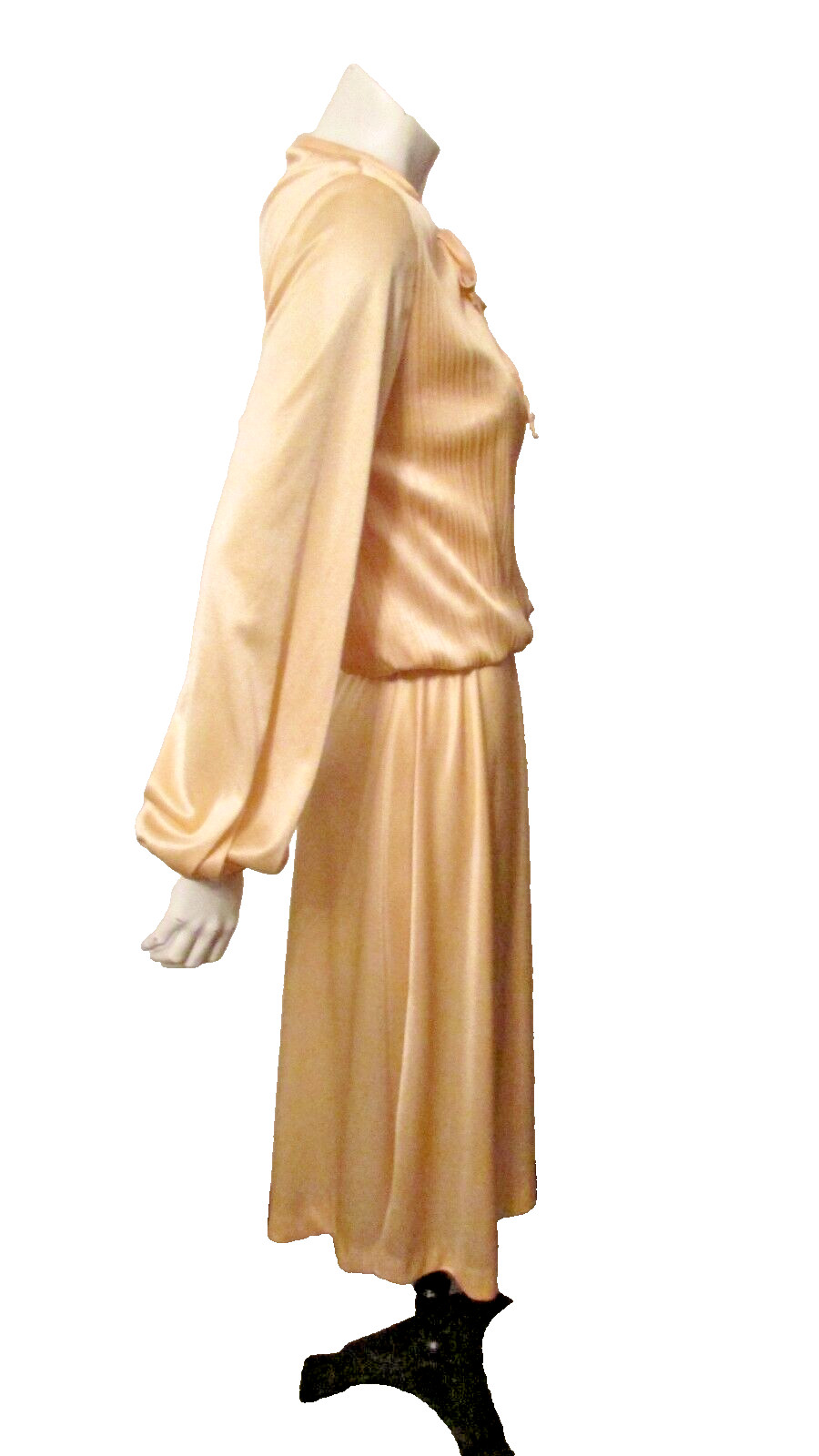 70’s Sue Brett Pleated Blouson Keyhole Disco Dance Clubwear Dress 7/8 USA made