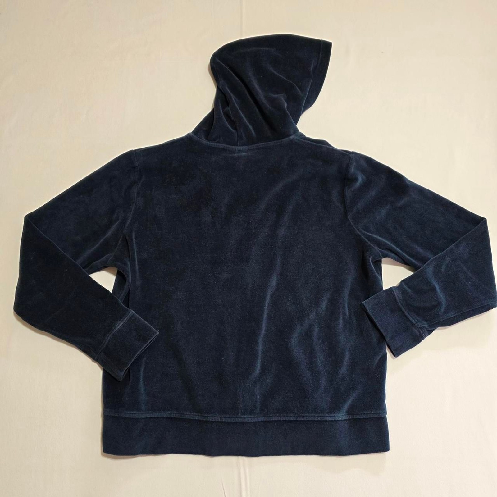 Ralph Lauren deep turquoise/navy color Velvet Zip Up Hoodie pony logo size Large
