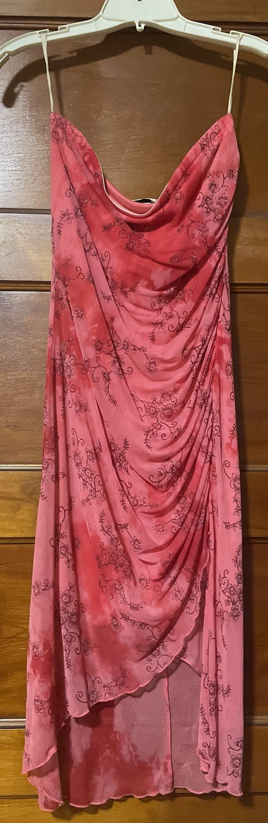 Vintage Taboo Pink Coral Sparkley Tube Top Homecoming Dress Juniors Size Medium