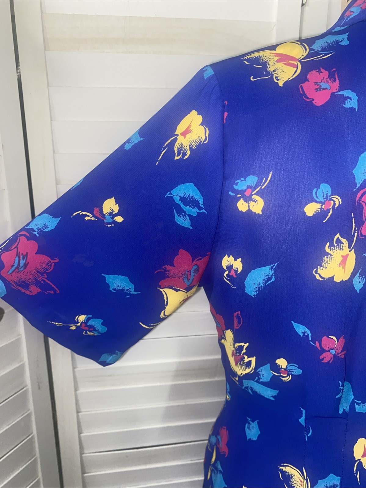 Vintage 80s JOHN RICHARD Dress Set Skirt Blouse Blue Floral Juniors 9/10 Medium