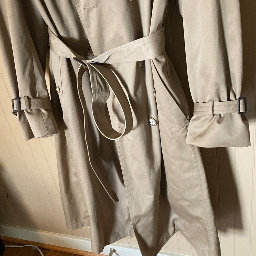 Galaxy Trench Coat Vintage Long Women’s Tan Sz 44 Wool-lined