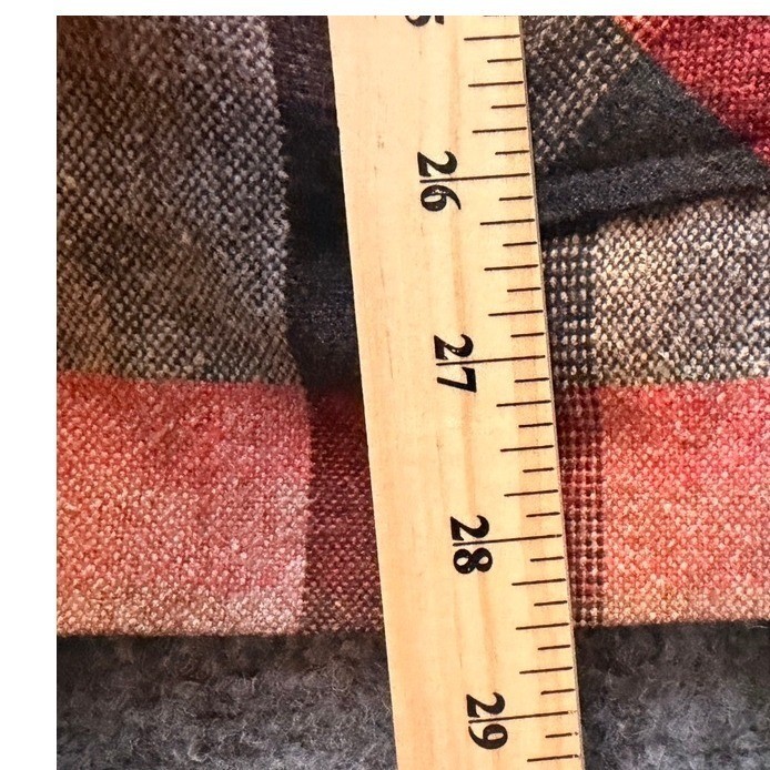 Vintage Womens Plaid Shacket M Pullover Orange Black Flannel Retro 70s 80s Cabin