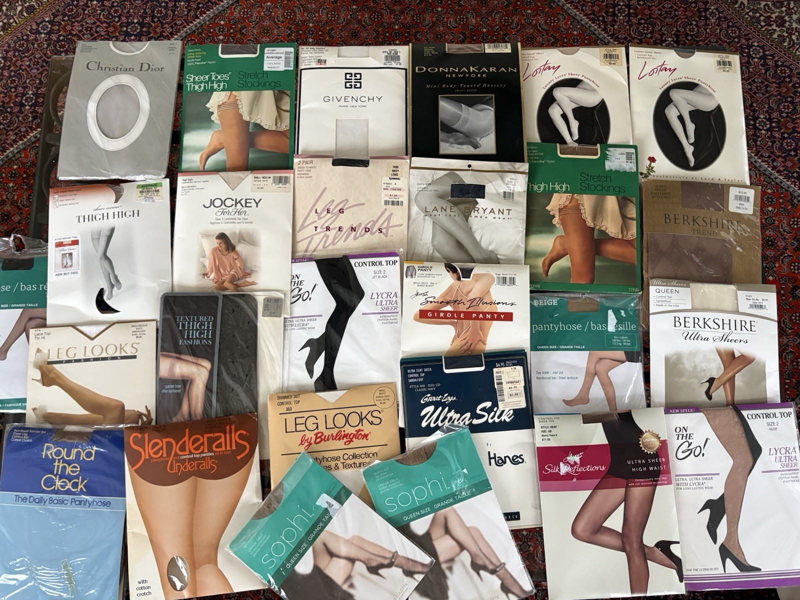 Lot of 27 Pairs of Vintage Pantyhose And Thigh High Mixed Colors Sizes Styles