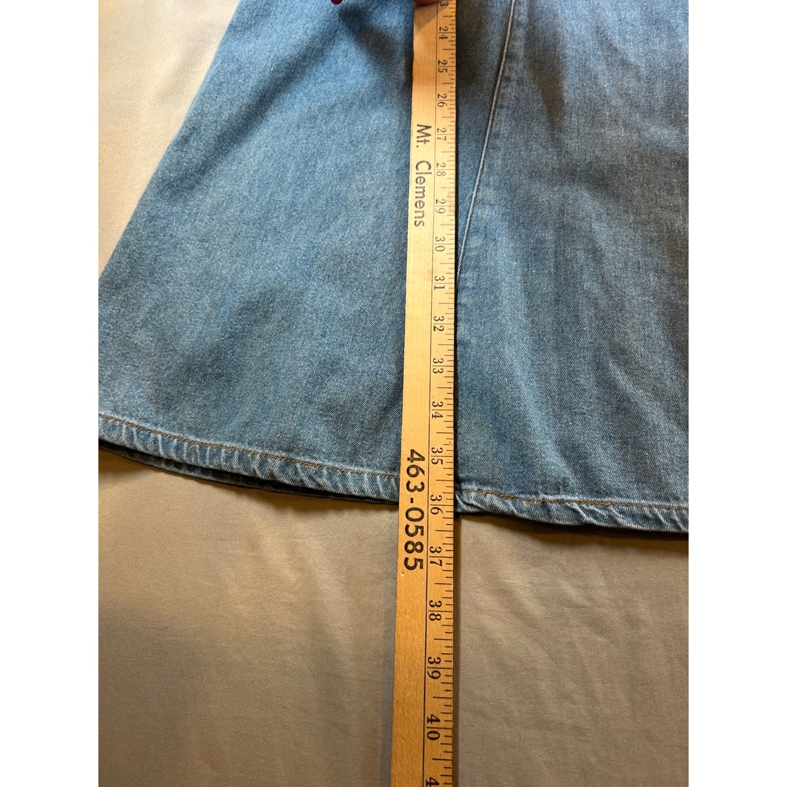 Vintage Blue Denim Pinafore Dress Sleeveless A-Line Scoop Neck YKK Zipper Medium