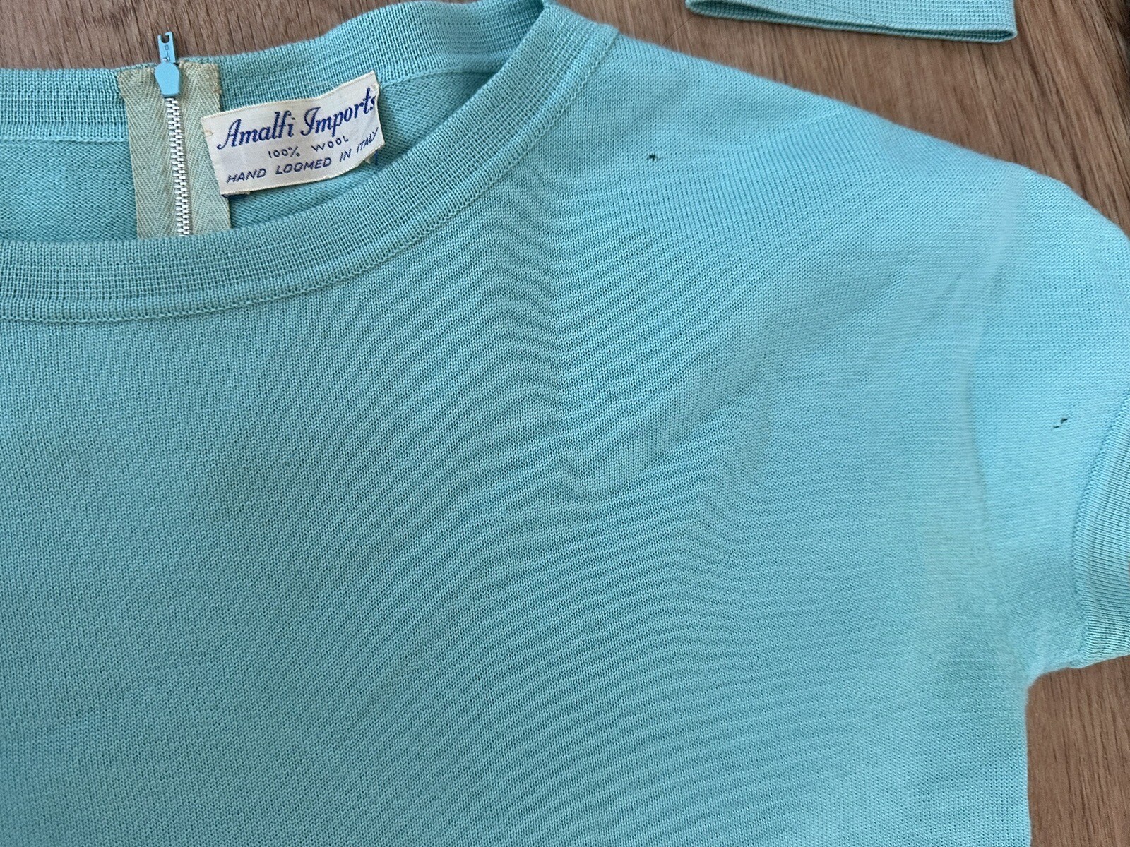 VTG 50s Amalfi Imports 3 Pc Italian Wool Knit Womens Blue Sz 10