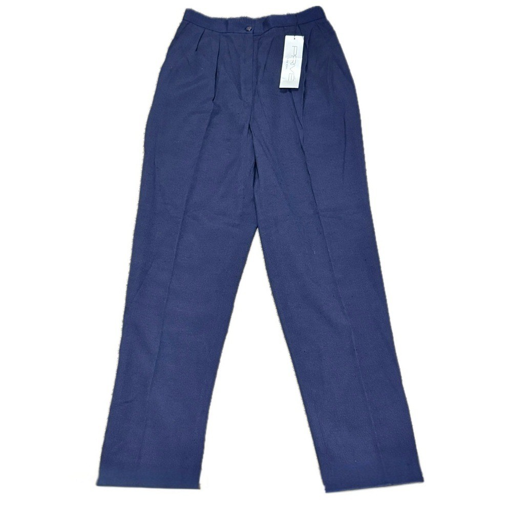 👖🛼 PRIVÉ New York Deadstock Vintage 80s Blue High-Waist Pleated Trousers, 7/8P