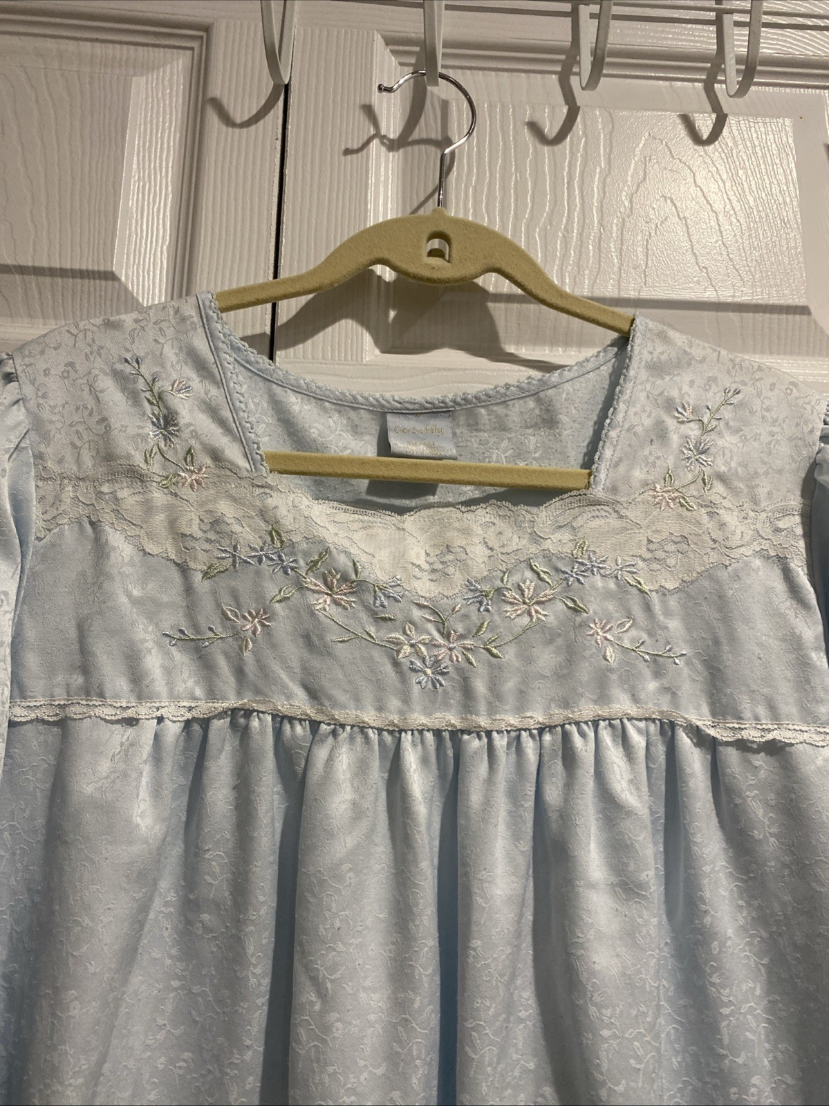Go Softly Light Blue Long Nightgown with Embroidery And Lace Detail Size XL