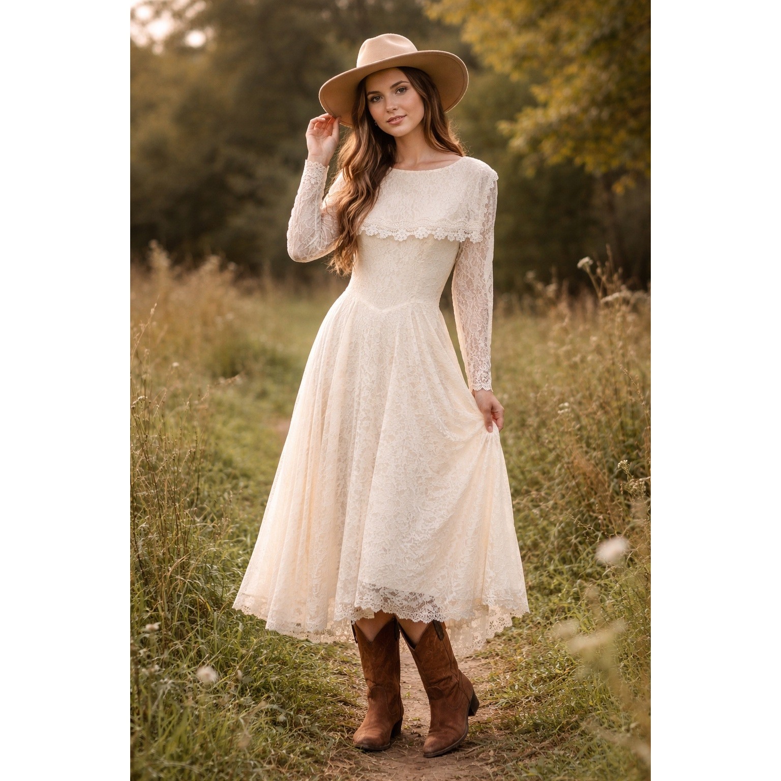 Vintage 70s Gunne Sax Prairie Lace Dress Ivory Victorian Revival Cottagecore