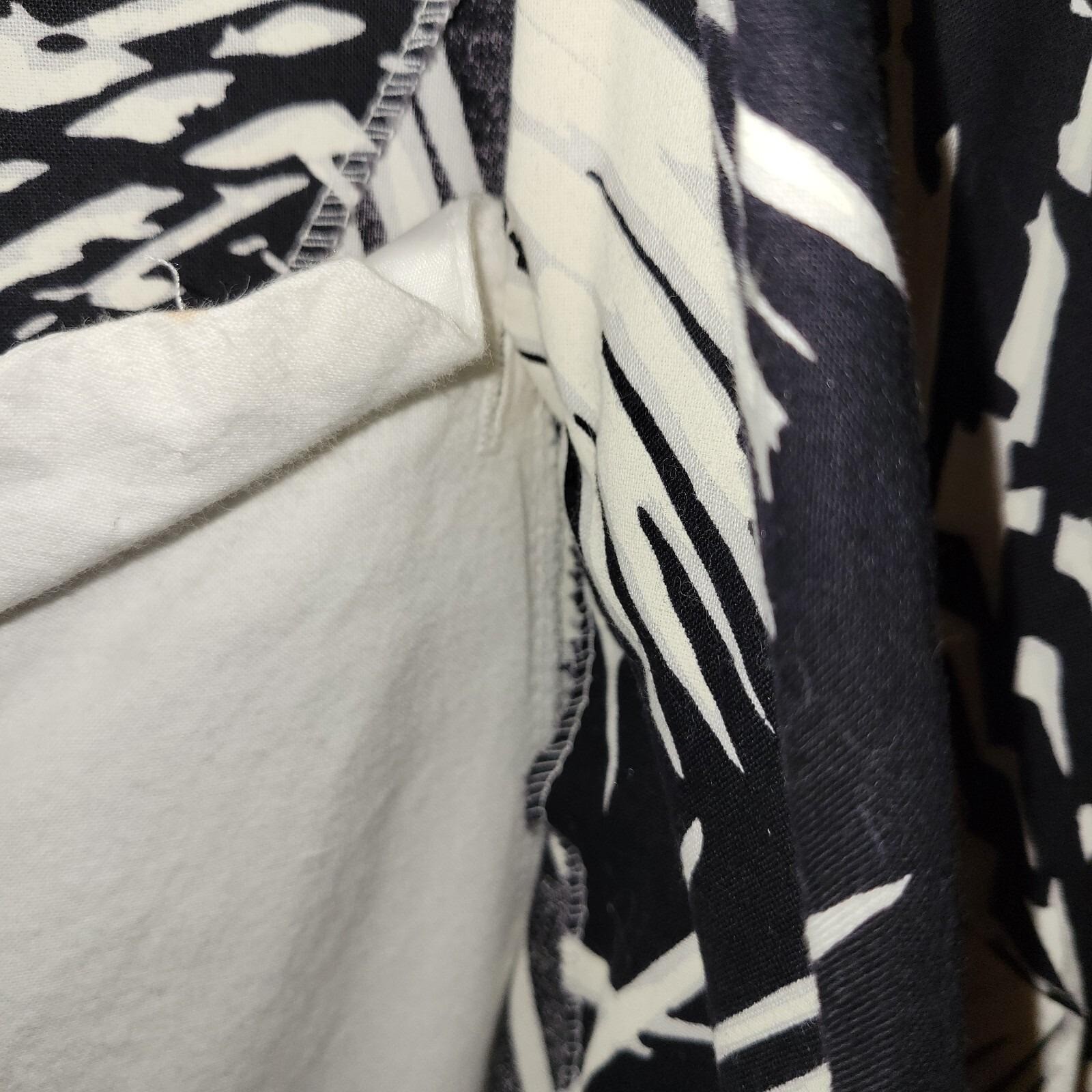 Vintage Tina Barrie Dress Womens 16 Black White Palm Leaf Belted Cotton