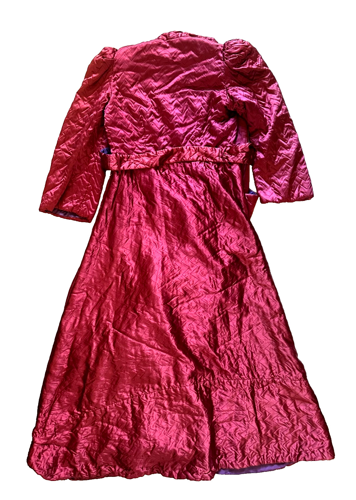 VTG 40s Rothley Maurice L Rothschild Zigzag Quilted Satin Rayon Bathrobe Puff