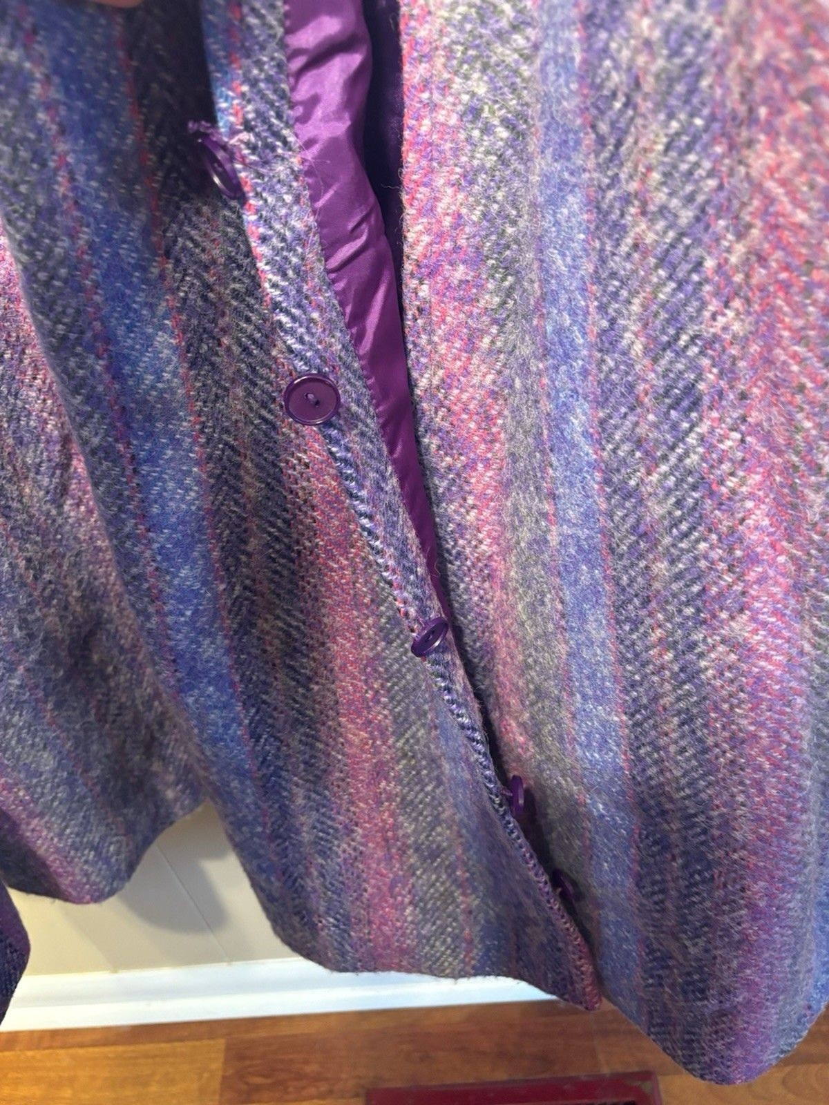 Vintage Purple Full Length Jimmy Hourihan 100% Wool Cape With Pockets
