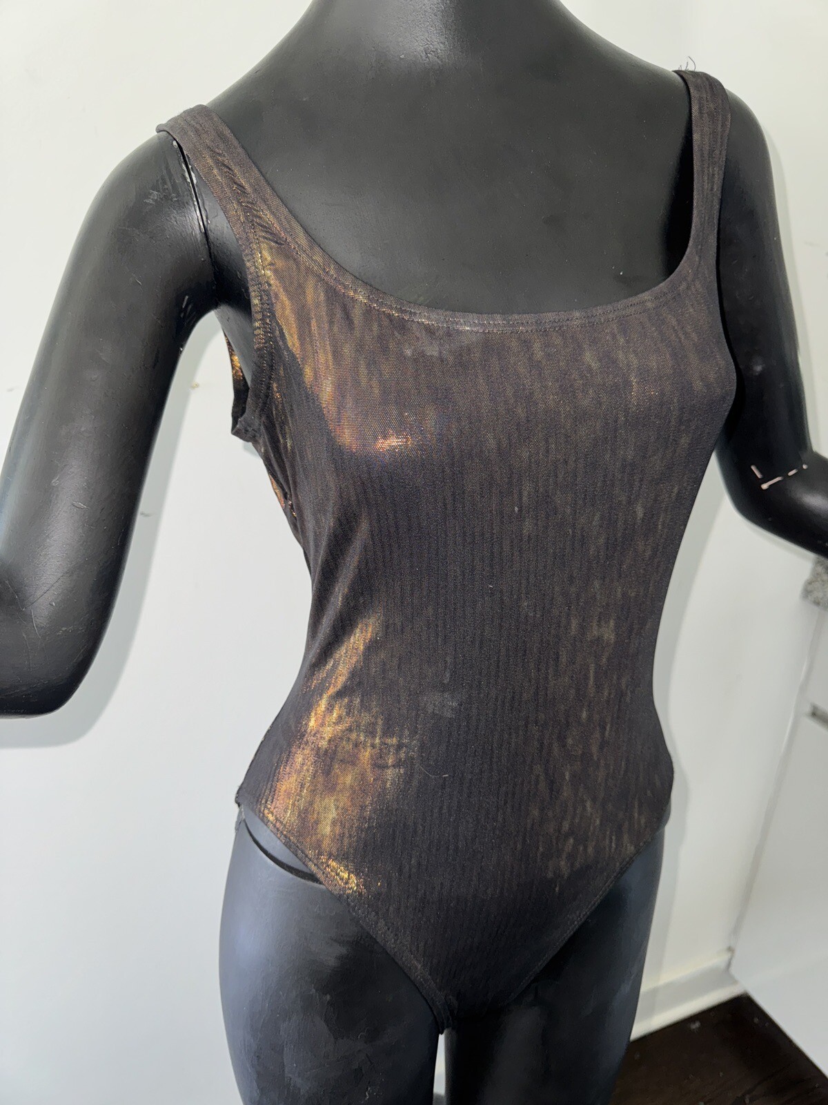 Vintage 80s Women’s Speedo Tank Swimsuit Metallic Brown One Piece Sz S/M