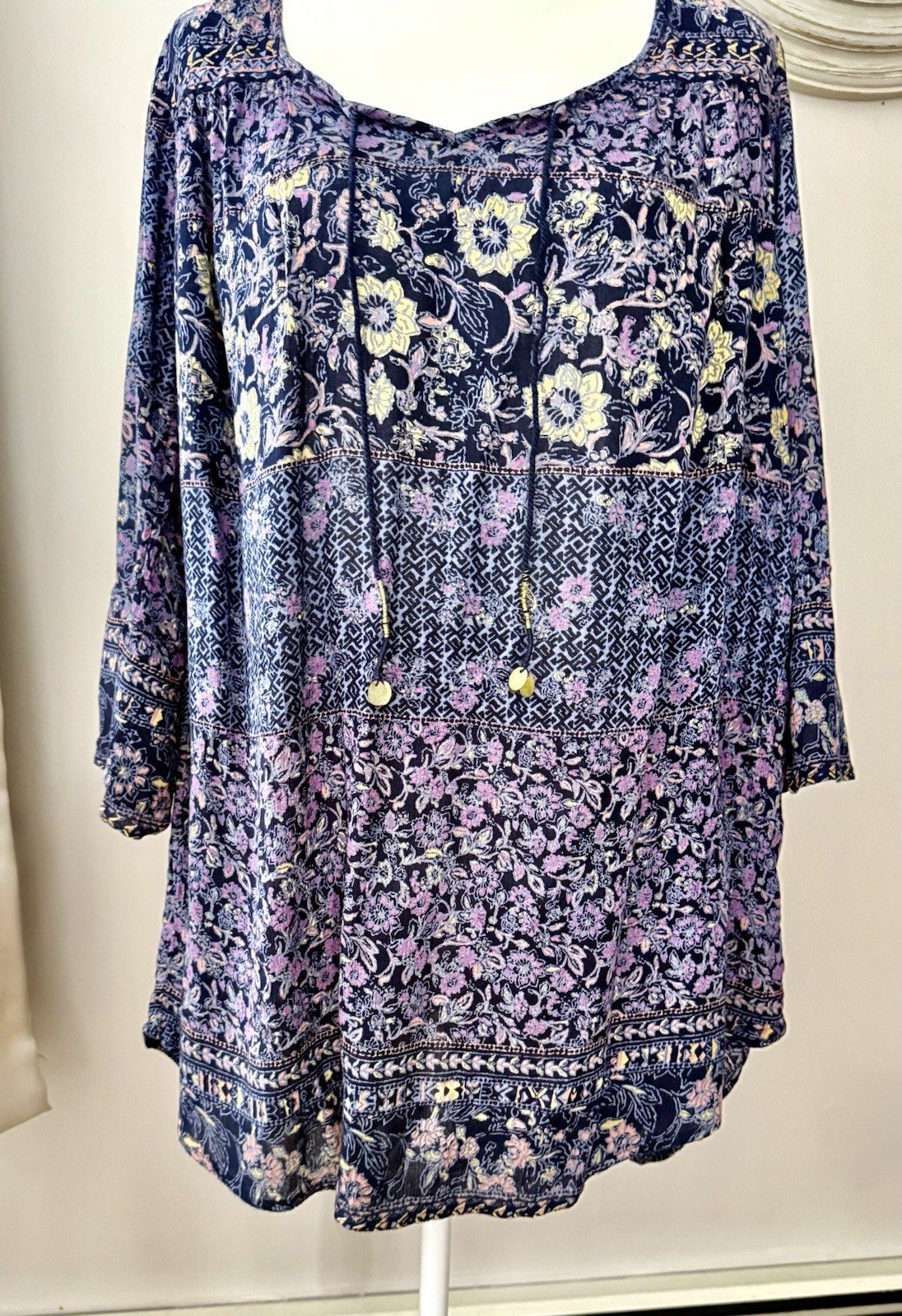 Billabong Women’s Vintage Y2K Boho Floral Whimsical Gypsy Tunic Surfer Dress M