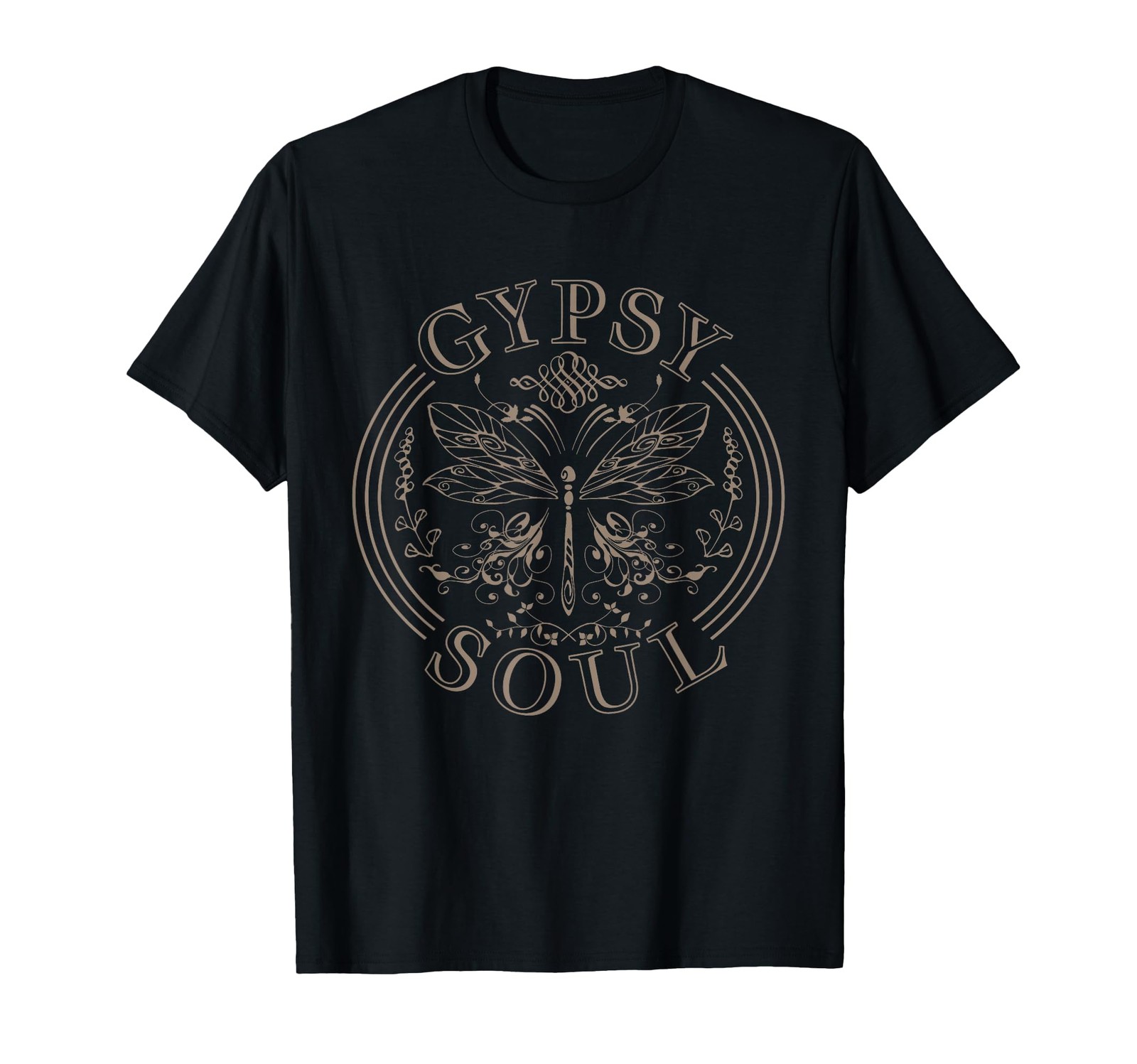 Gypsy Soul Vintage Butterfly Flowers Hippie Flower Power T-Shirt Small, Black