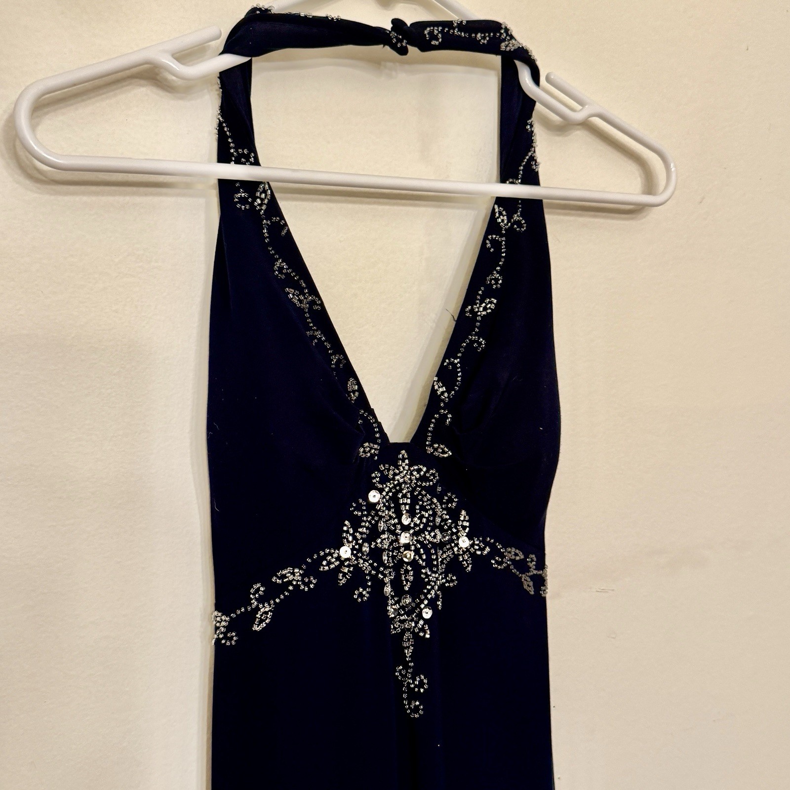 Vintage De Laru Beaded Evening Gown Prom Dress Halter Black Women’s 7/8
