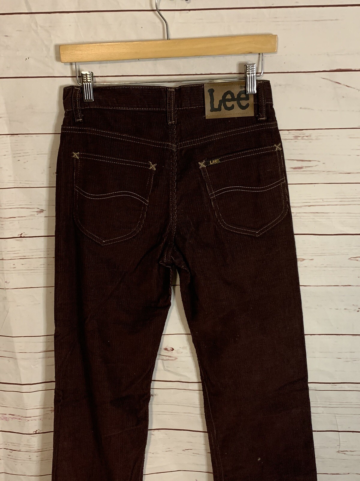 Vintage 60s 70s LEE Corduroy Jeans Brown Union-Made #42 Talon Zipper USA W-28″