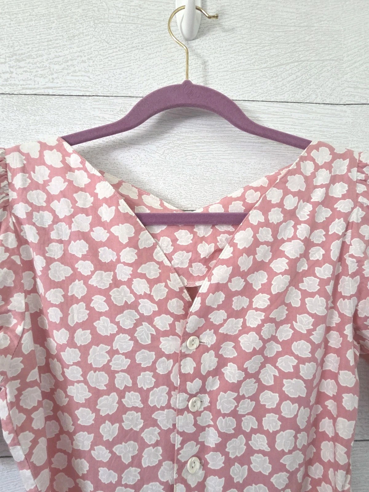 VTG Lanz Originals Dress 7/8 Pink Floral Cotton Tea Dress Cottage Core Belted