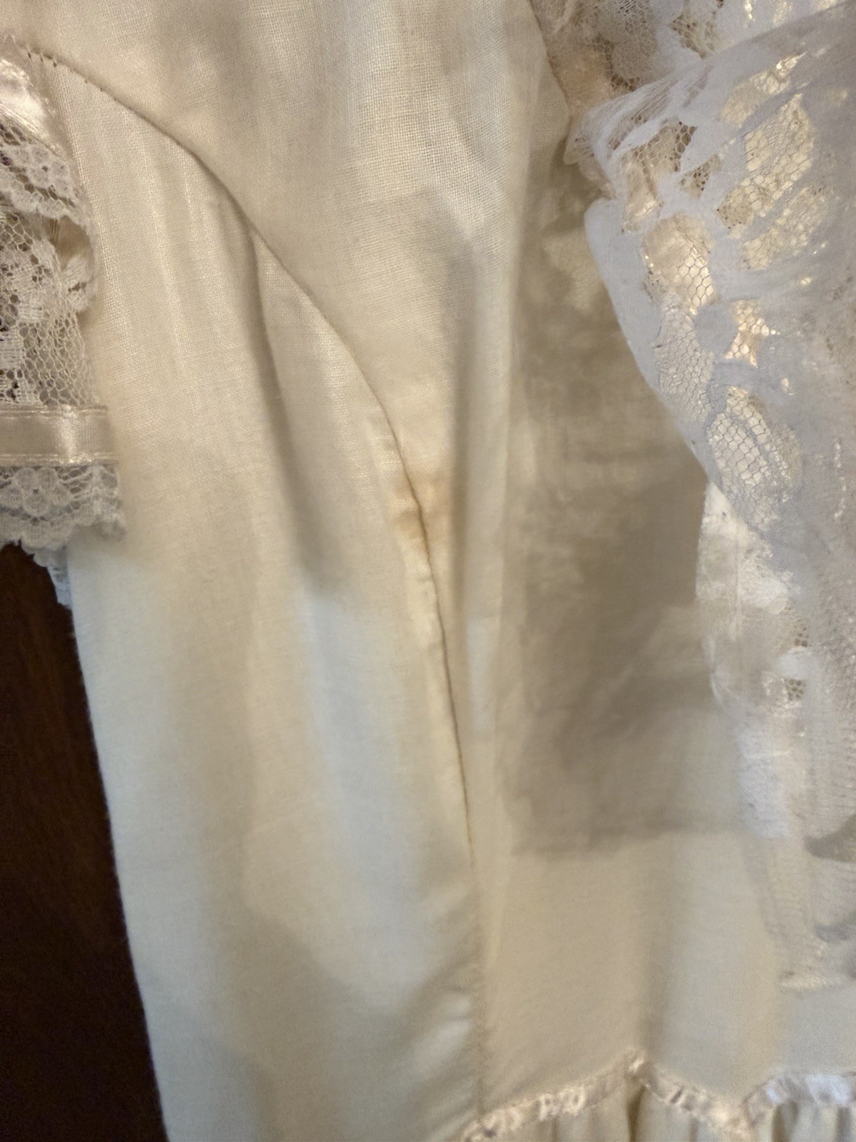 Vintage Gunne Sax by Jessica Cream Lace Maxi Dress Ruffle Prairie 1970s