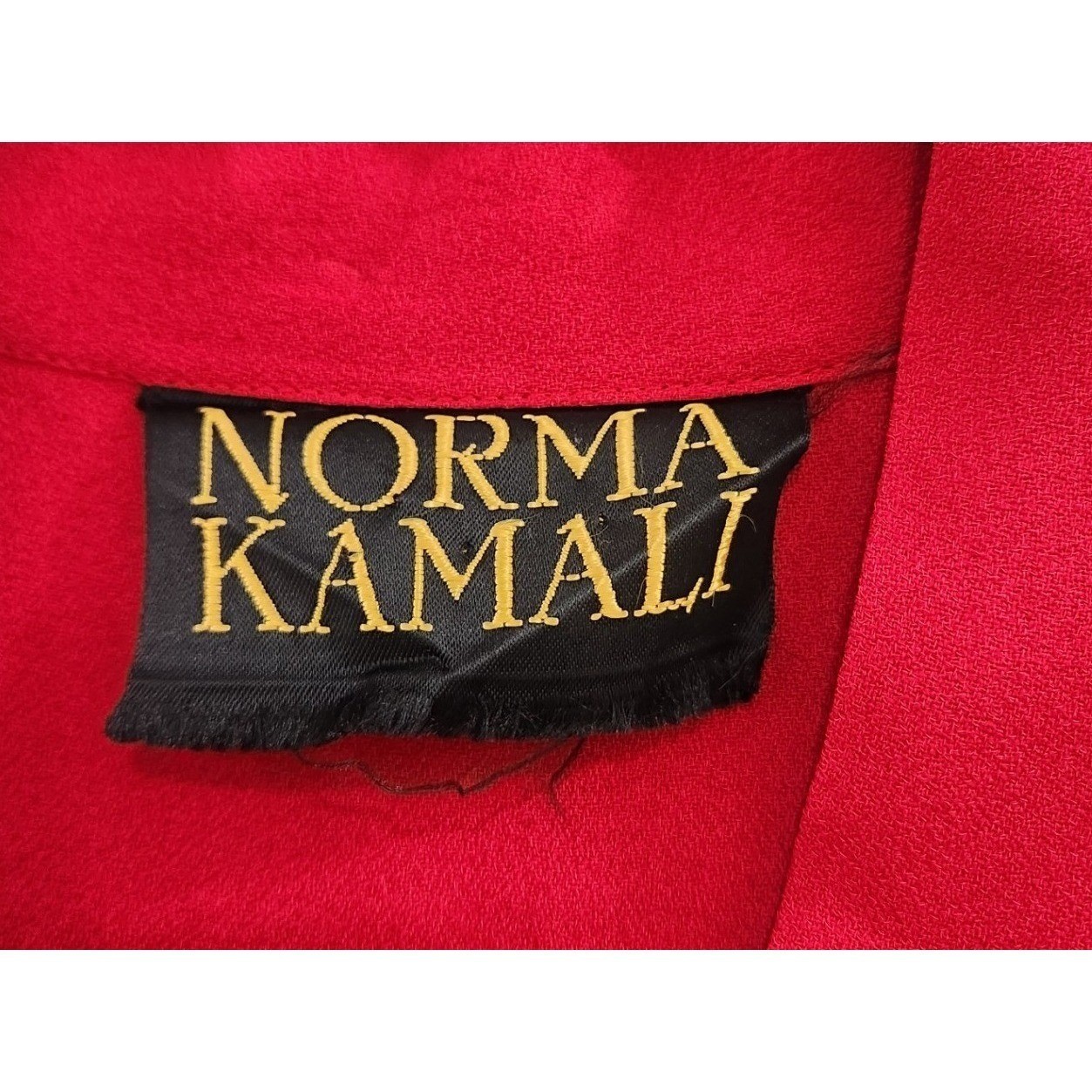 Norma Kamali Vintage Red Pleated V-Neck Midi Dress with Pockets Size 42 US 10