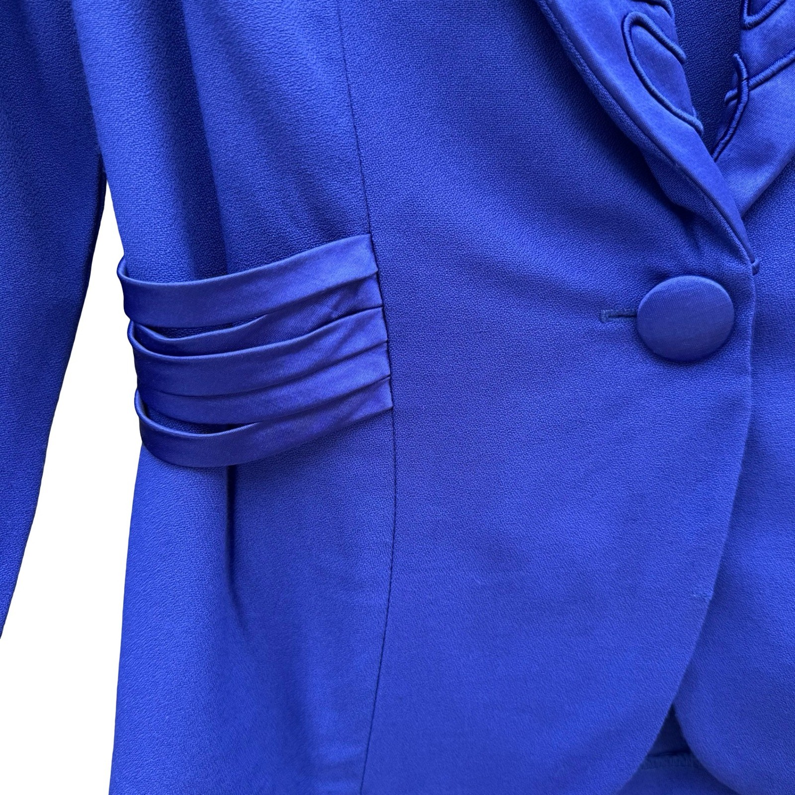 SL Fashions Vintage Royal Blue Dress and Blazer Set Size 10 Soutache Beaded USA