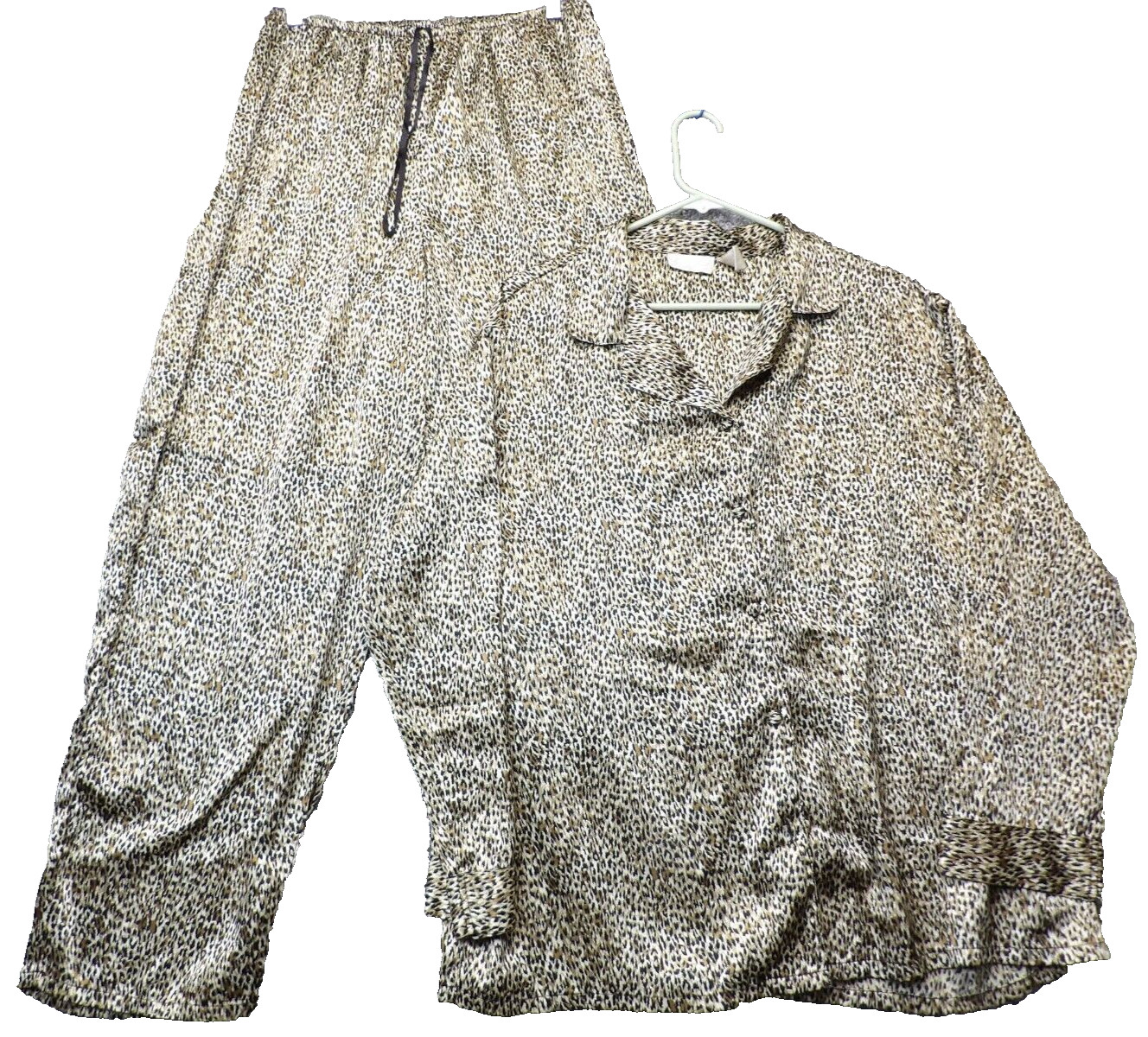 Vtg INNER MOST Womens 2 Piece Pajama Set Y2K Animal Print Long Pant PJ’s L/XL