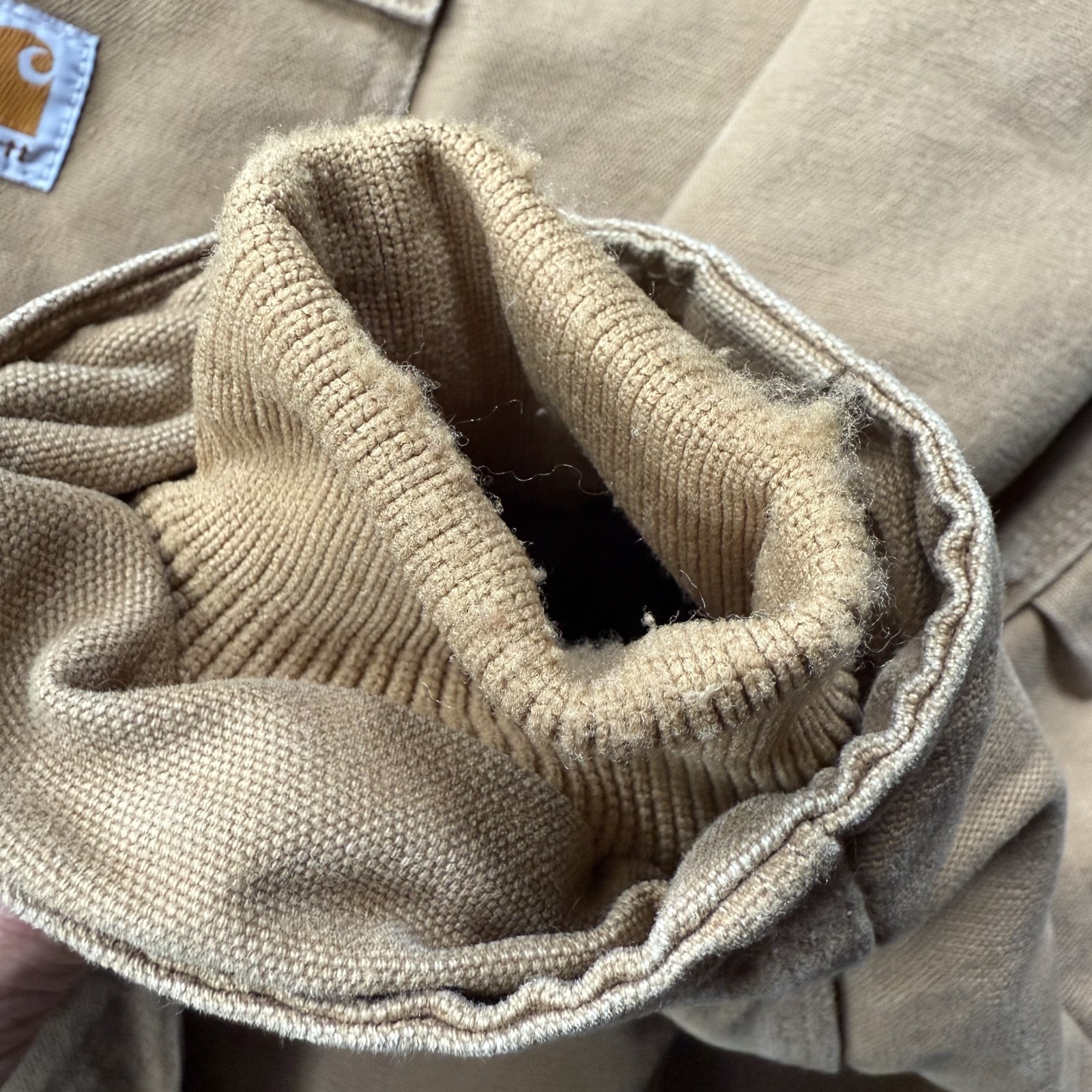 Vtg Carhartt for Women Canvas Camel Quilted Coat RN14806 Sz 2XL