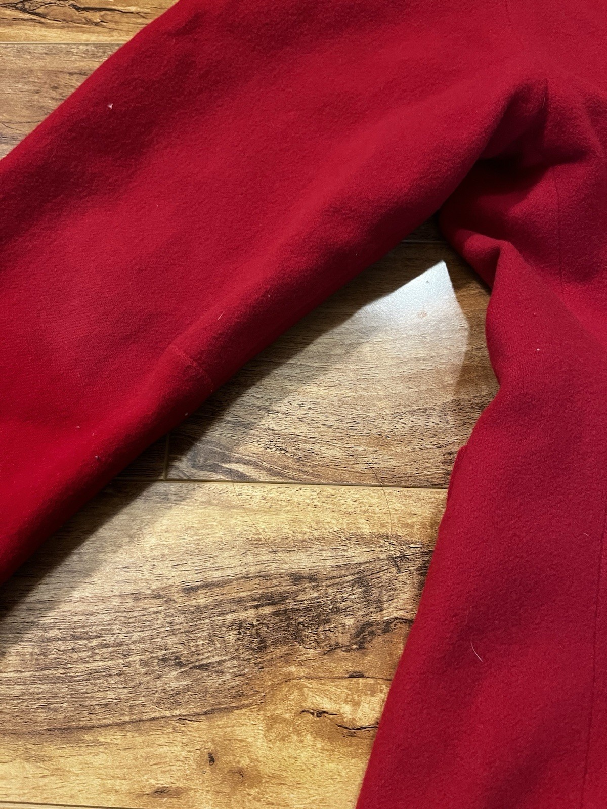 VTG Ladies Cherry Red Cashmere and Wool Blend Coat, Asymmetrical Collar