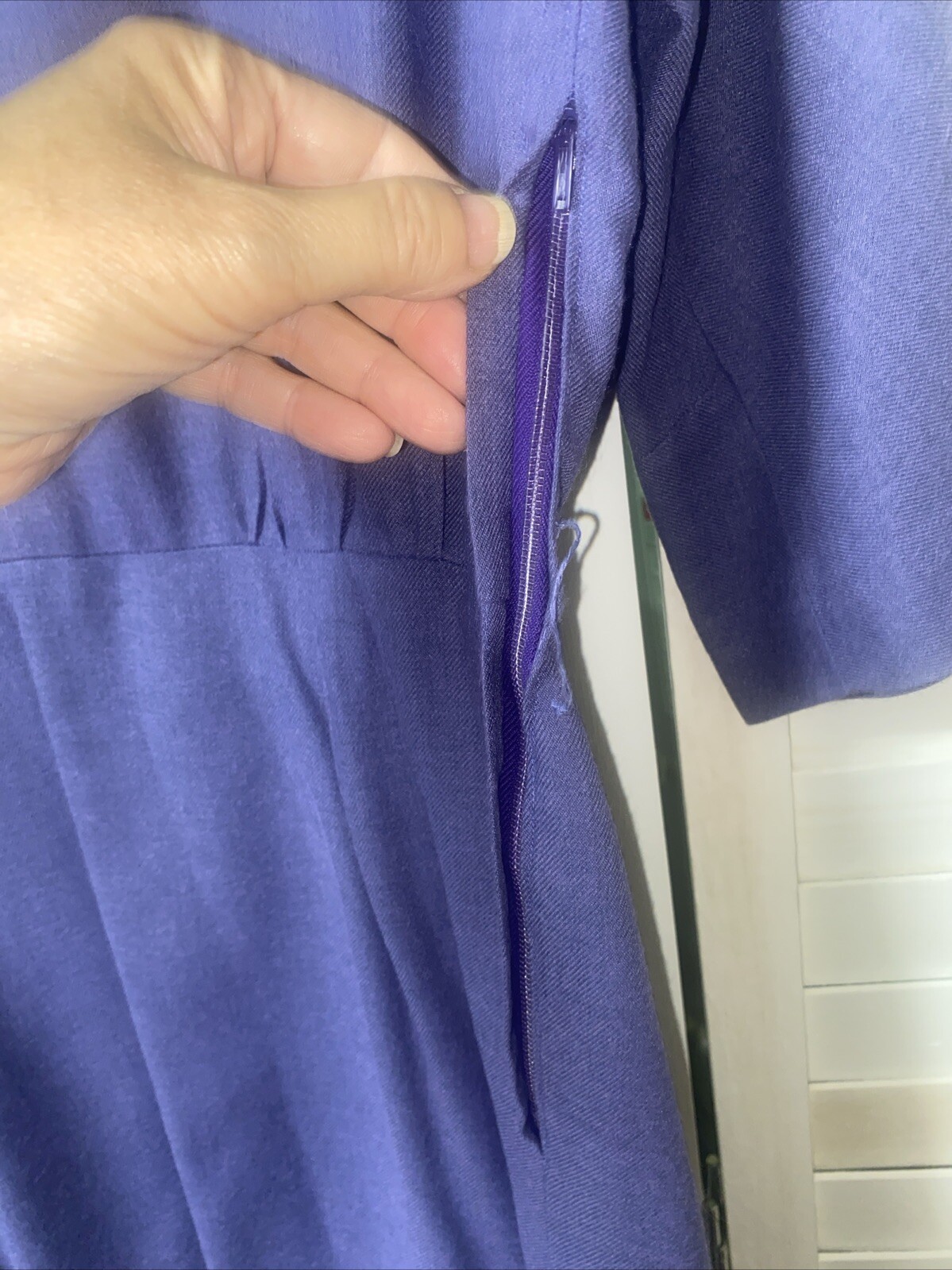 Vintage 50s Handmade Purple Cotton Twill Pencil Sheath Dress Size Small