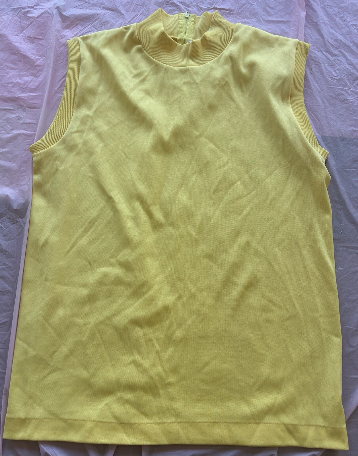 Donnkenny Vintage 60s 70s Retro Women’s Mod Sleeveless Shirt Yellow Sz M