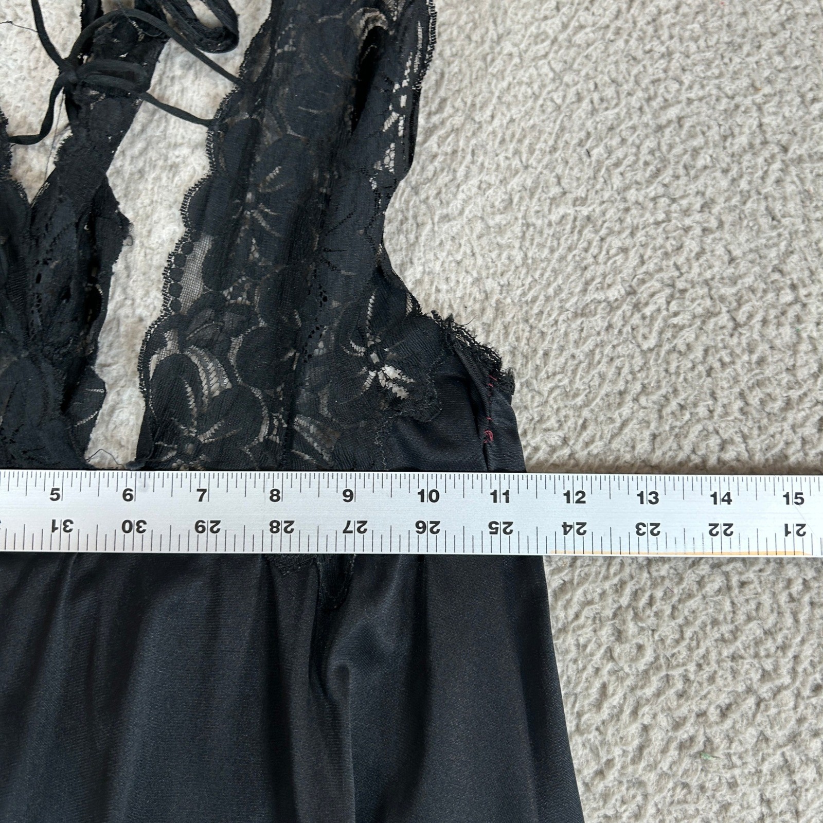 Vintage Glydons Hollywood Black Lace Halter Maxi Nightgown Lingerie Dress Small
