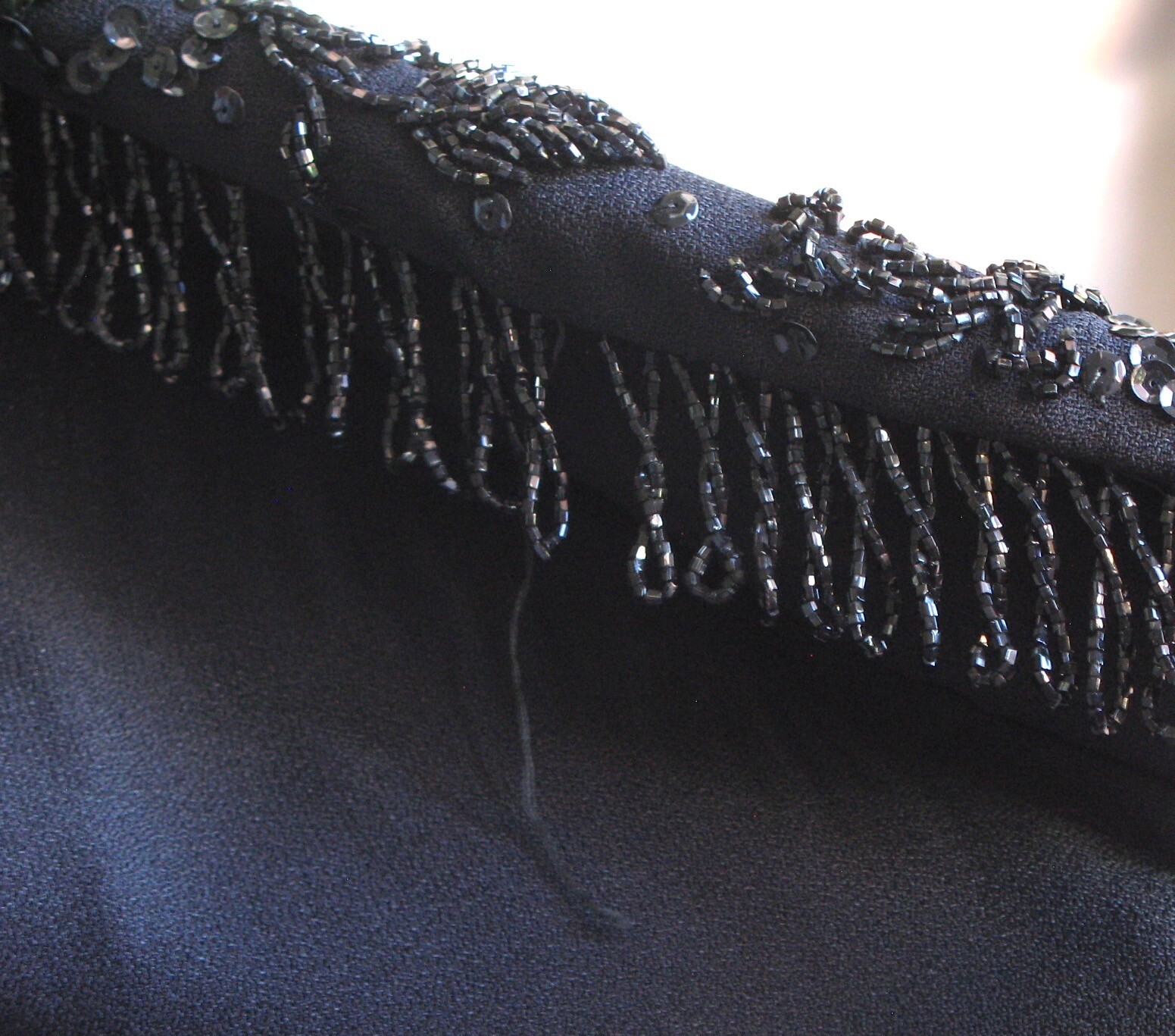 Vtg Elissa of California Dress, Boat Neck, Beaded, Black, Altered, Needs Repair