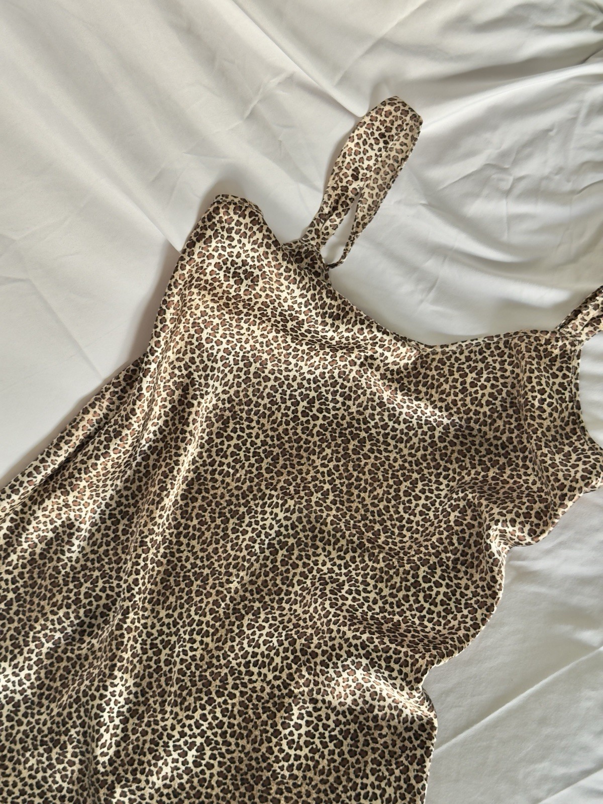Vintage Y2K Leopard Cheetah Print Satin A-Line Dress 80’s 90’s Size S or M