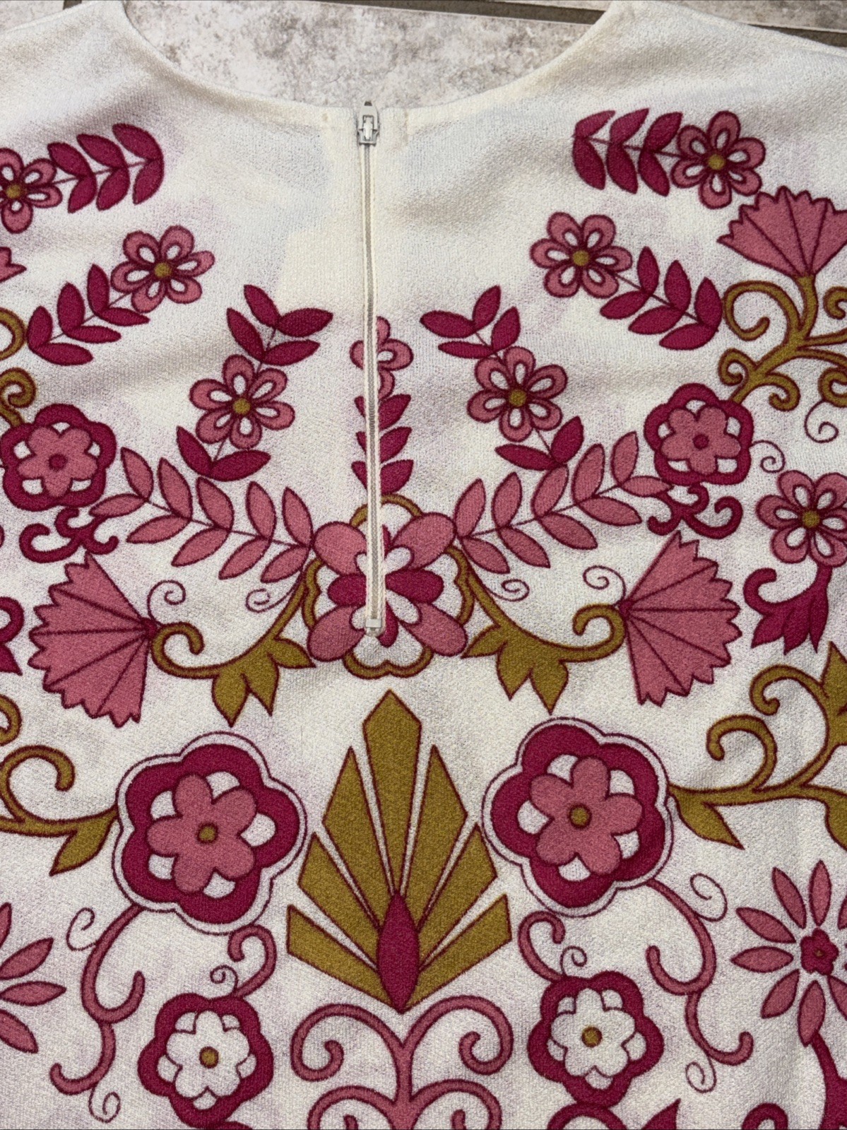 Vtg 60s 70s Devonette Polytron Knit Pull Over Floral Top Shirt Sz M
