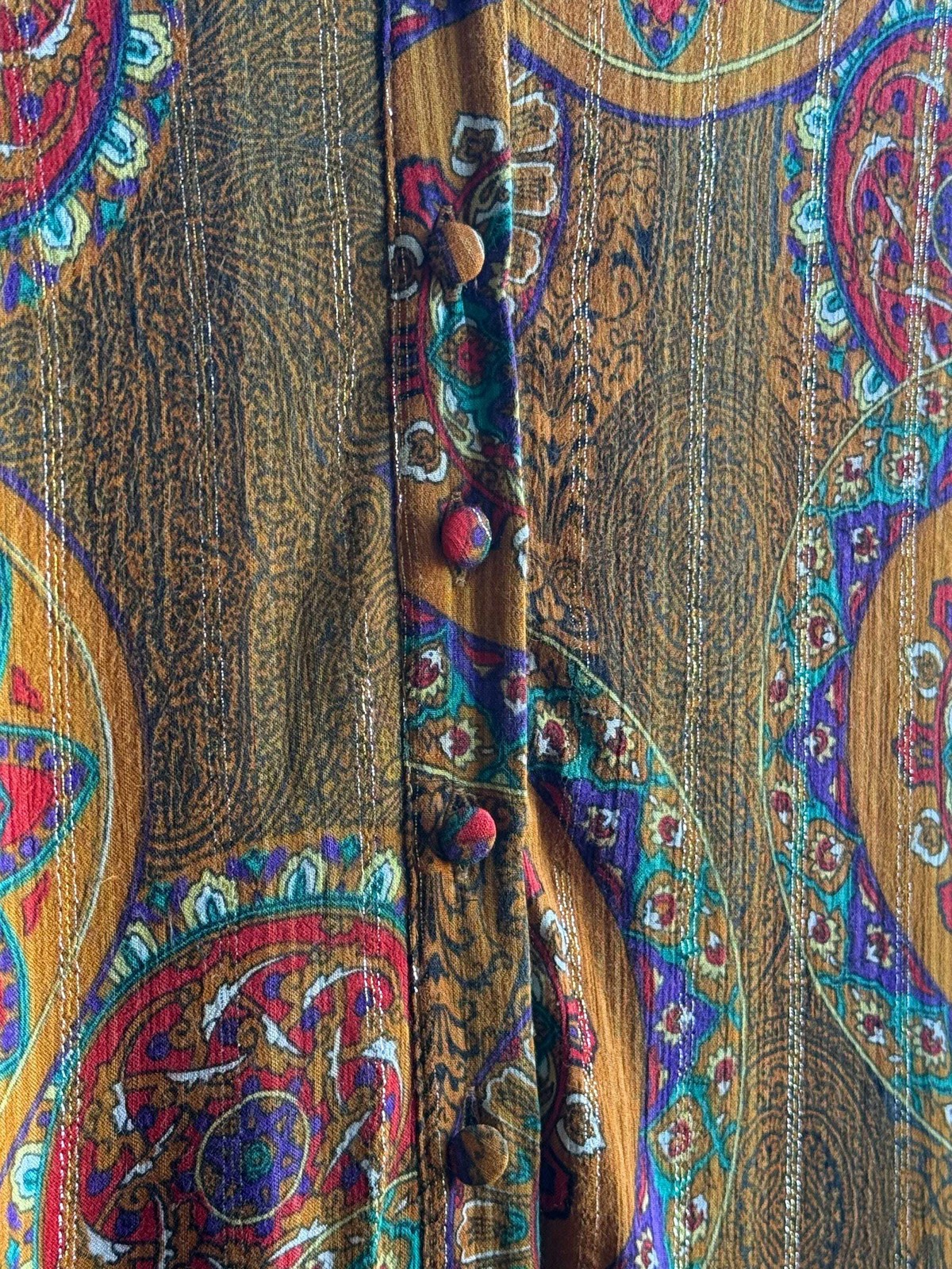 Vintage Desigual bohemian maxi skirt, high waist button down floral long skirt,S