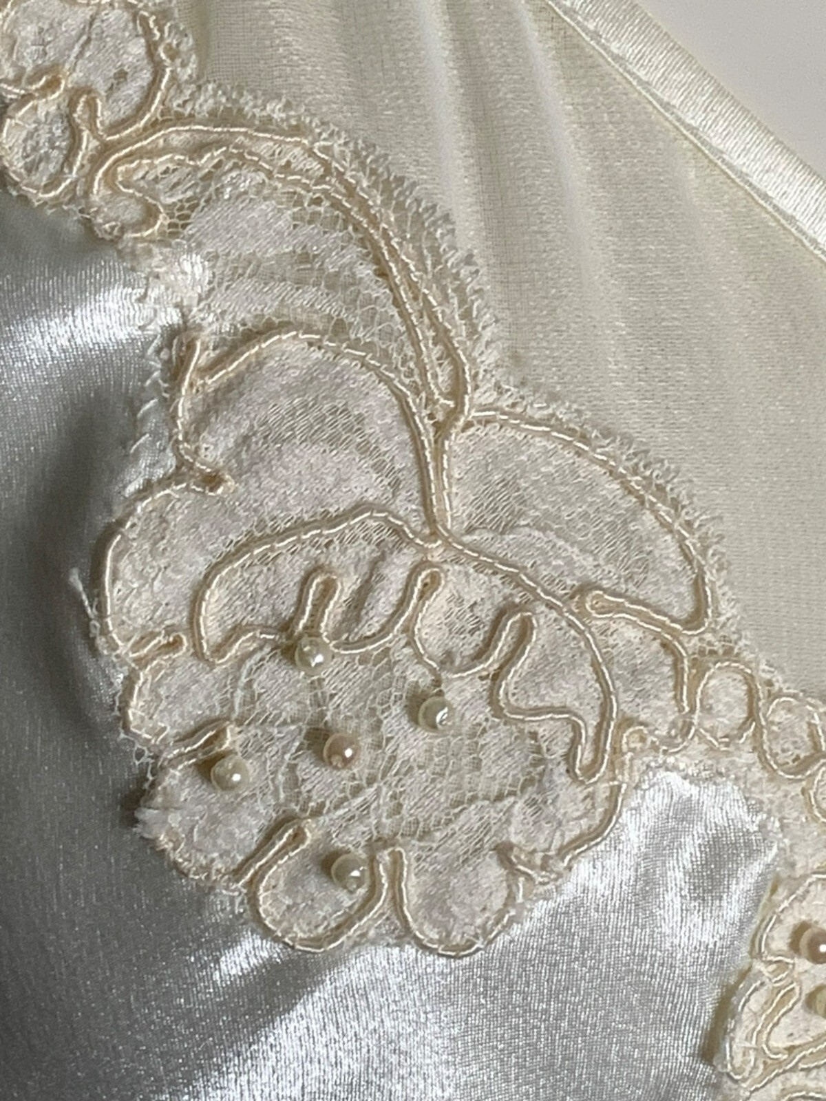 VTG Victoria’s Secret Gold Label Satin Lace Slip Dress S Ivory Chiffon Nightgown