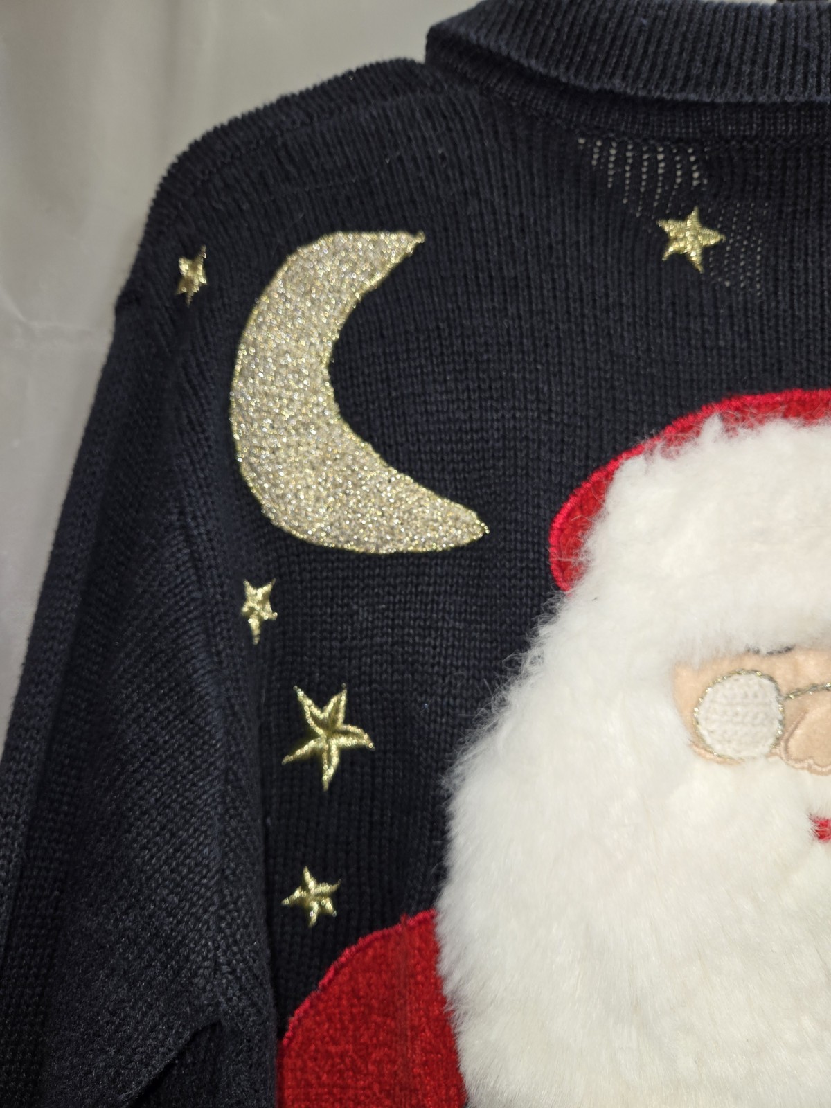 Vintage Women’s Hampshire Studio Blue Christmas Zip Sweater Presents Santa MED