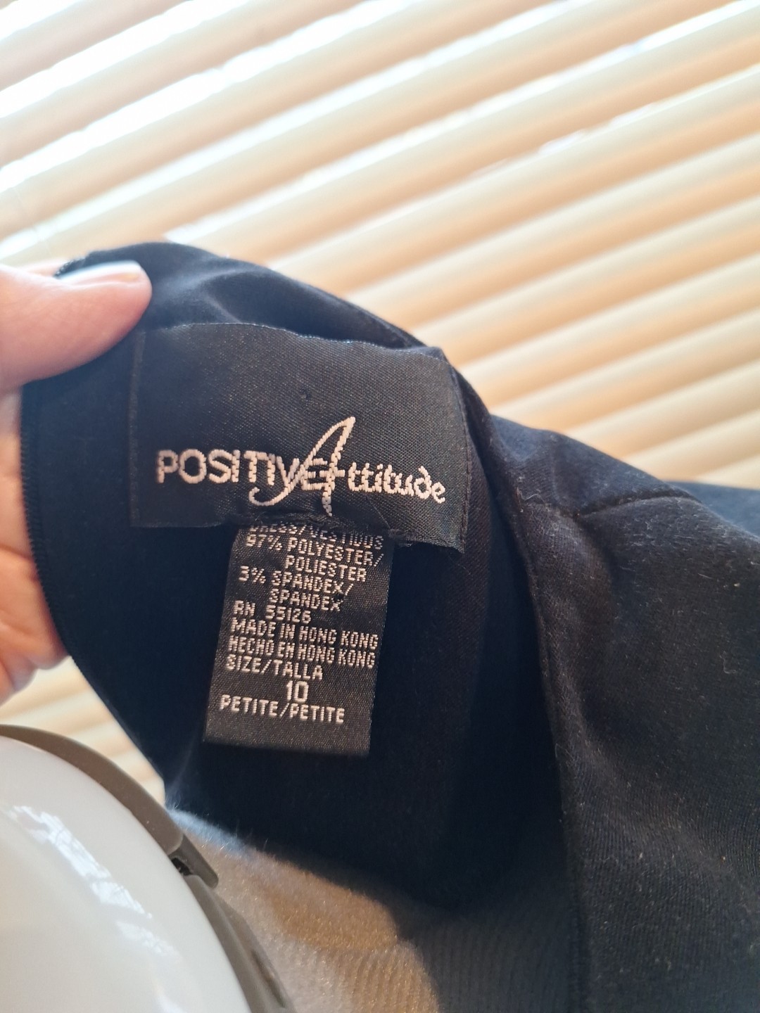 Positive Attitude Ladies Velveteen Dress Black w/embroidery & scalloped hem 10P