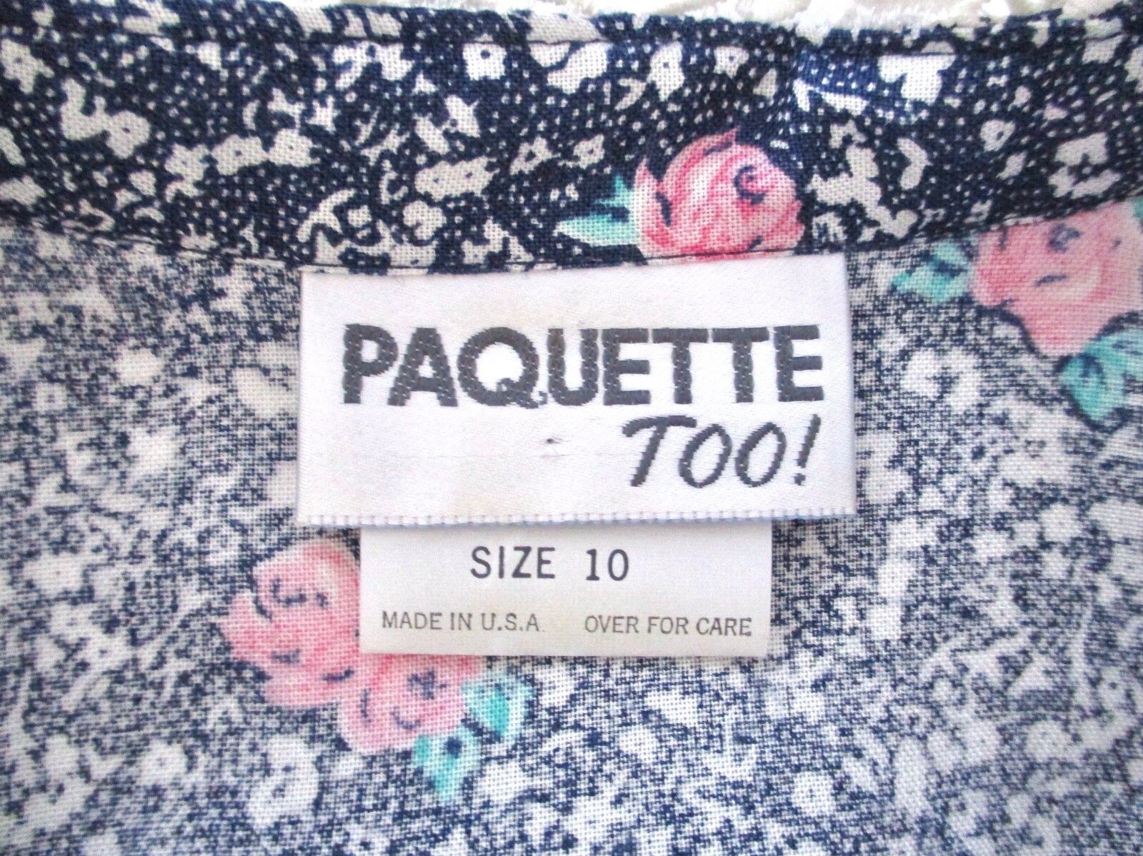 Vtg 80s Paquette Too! Blue Pink Floral Cottagecore Secretary Dress Pockets 10
