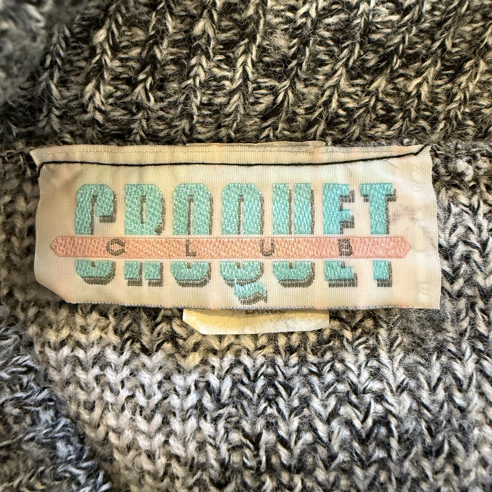 Vtg Croquet Club 80s 90s Prep Crop Sweater Animal/Geometric All Over Print Retro