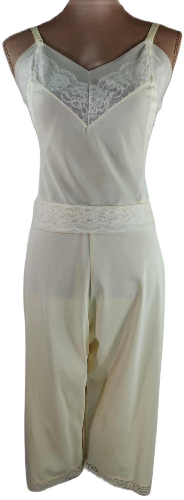 VASARETTE Vintage Camisole & RARE CAPRI 2 pc Set Light YELLOW Lace Trim PRISTINE