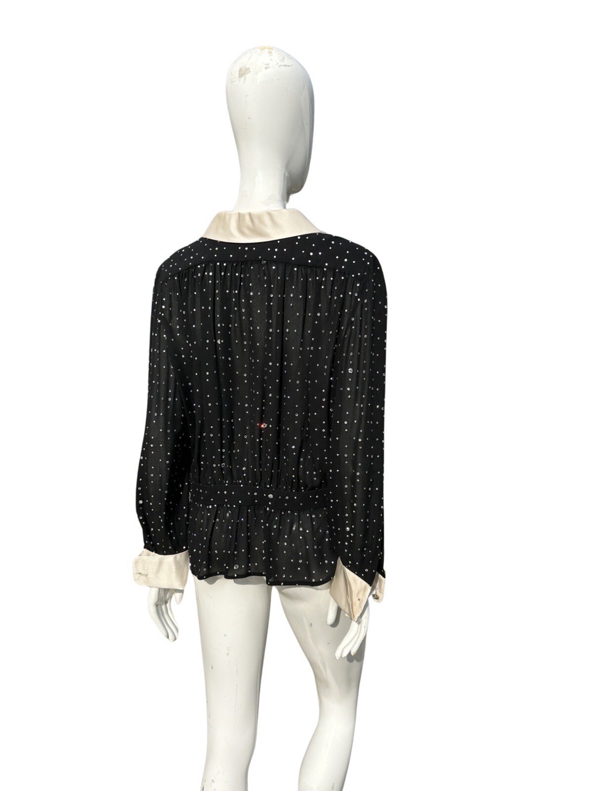 Vintage 70s DISCO VALENTINO night Sheer Sexy Swarovski Cristals Studded Blouse